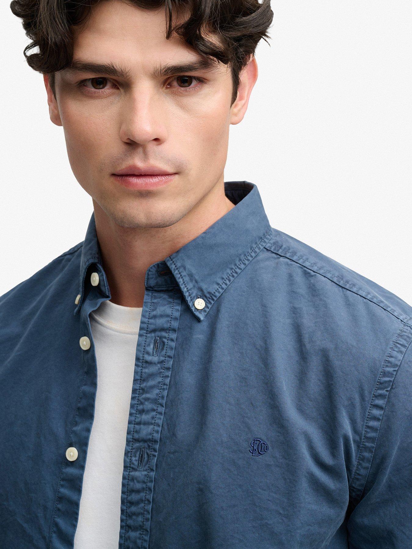 Image 5 of 5 of Superdry Garment Dyed Long Sleeve Shirt - Dark Blue