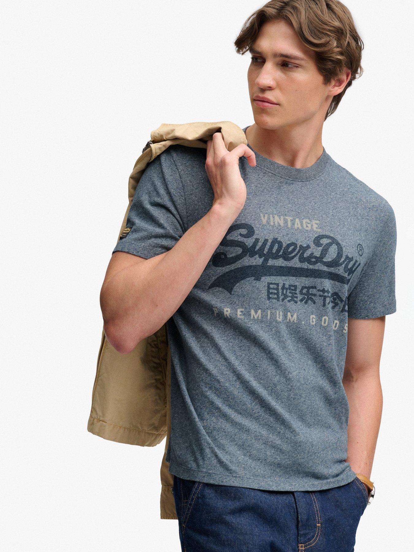 Superdry Vintage Logo Heritage Relaxed T-Shirt, Blue, Size L, Men