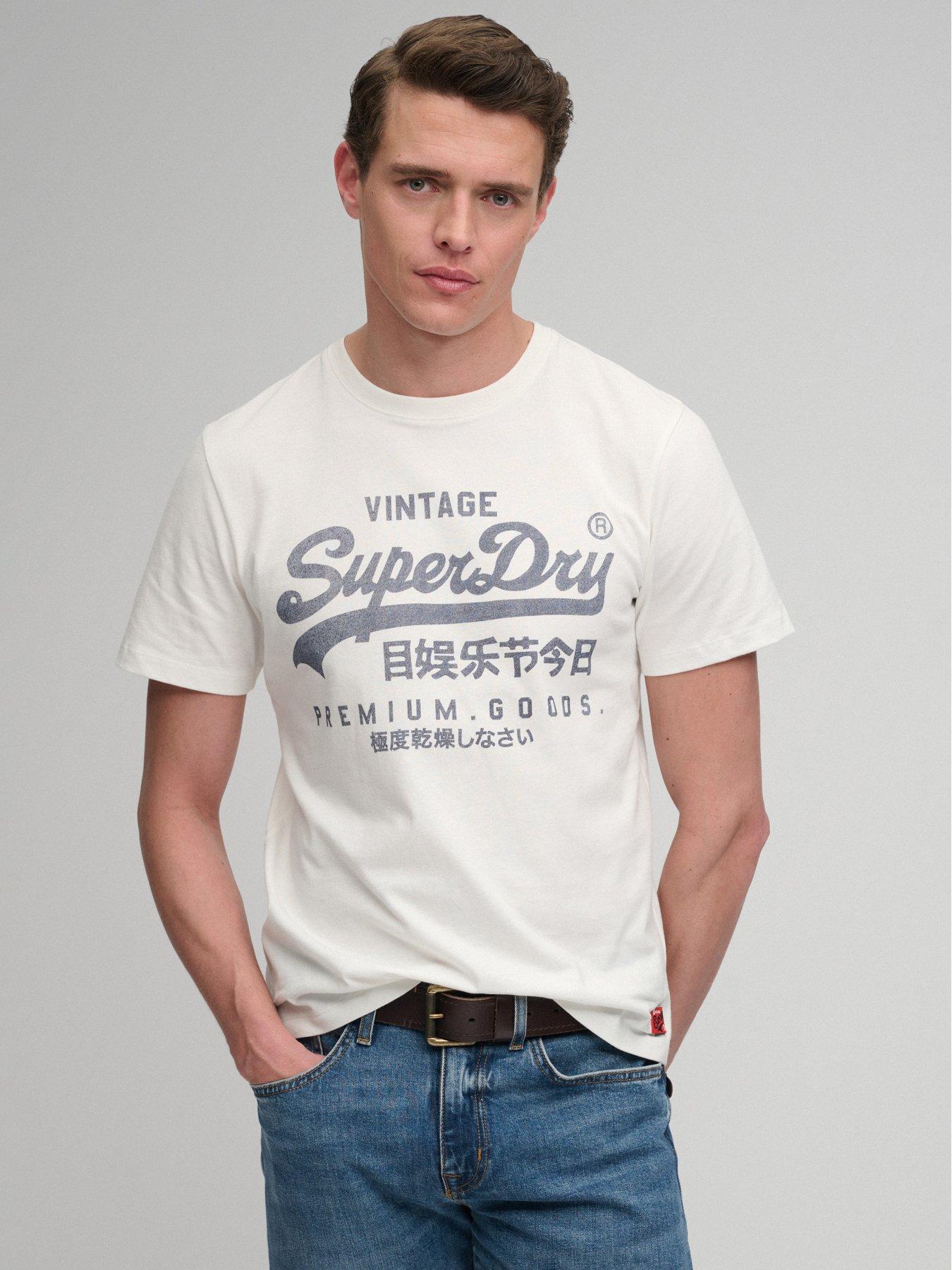 Superdry Vintage Logo Classic T-Shirt, Cream, Size 2Xl, Men