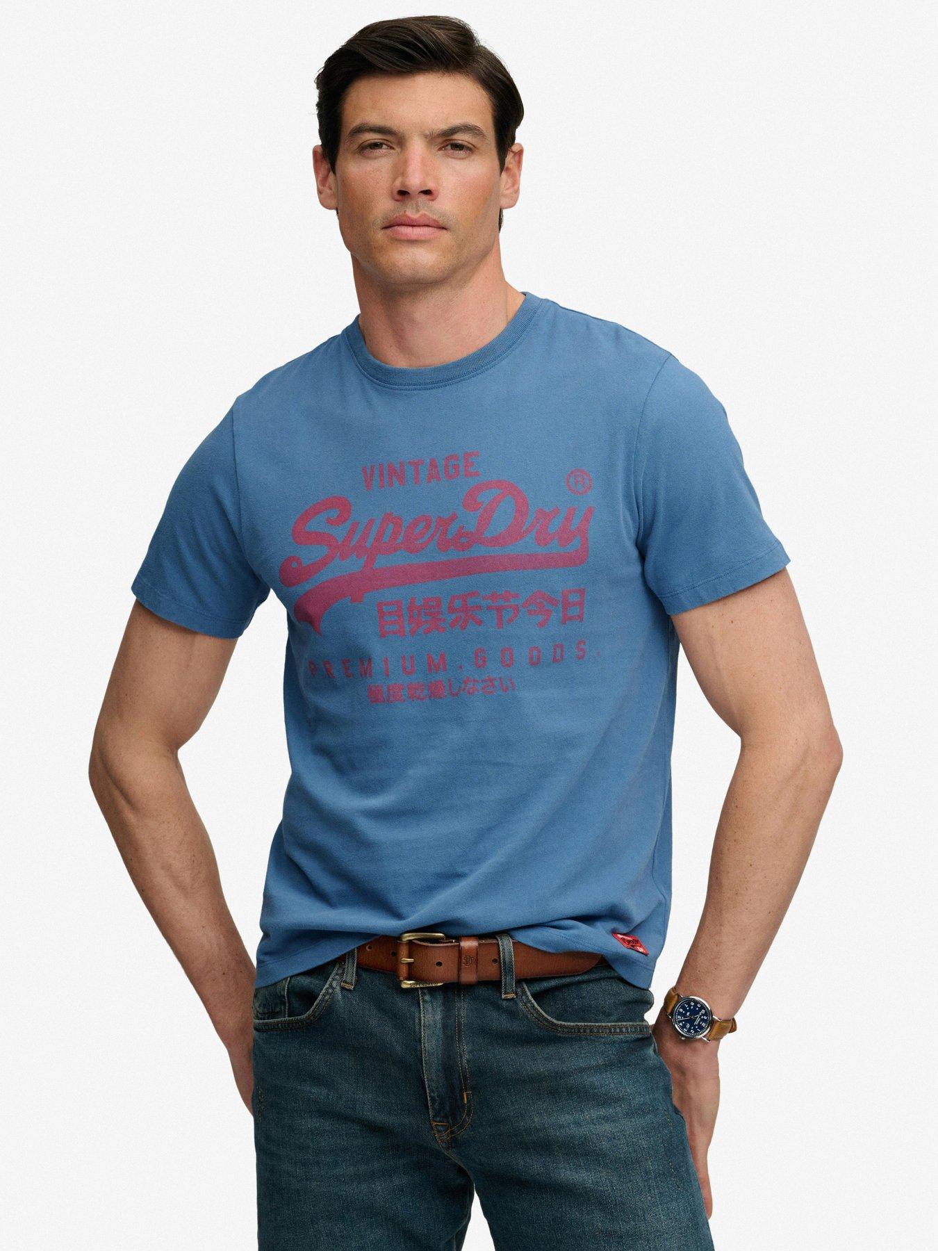 Superdry Vintage Logo Classic T-shirt, Blue, Size L, Men