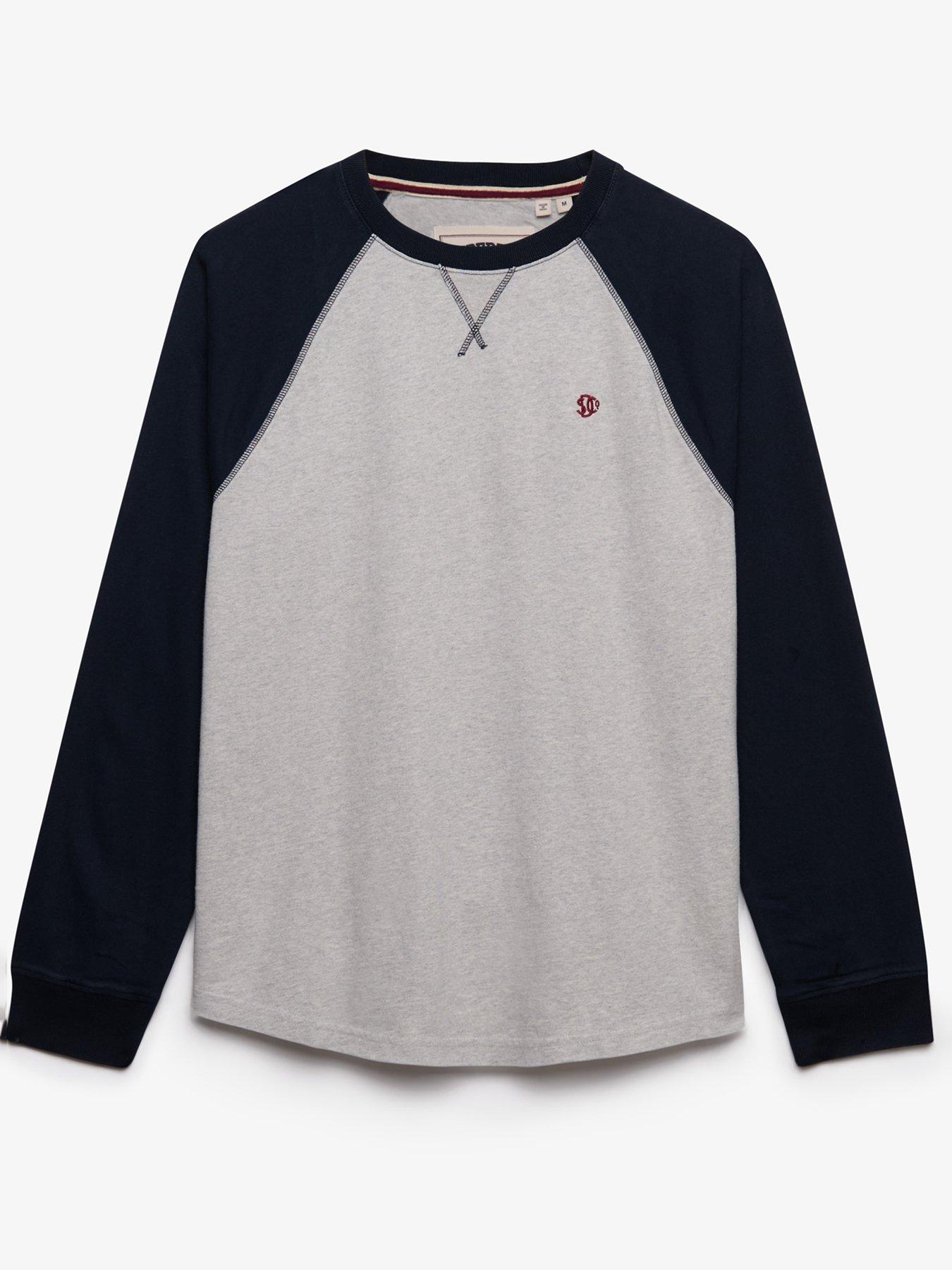 Image 4 of 5 of Superdry Vintage Athletic Baseball Long Sleeve T-Shirt - Grey/Navy
