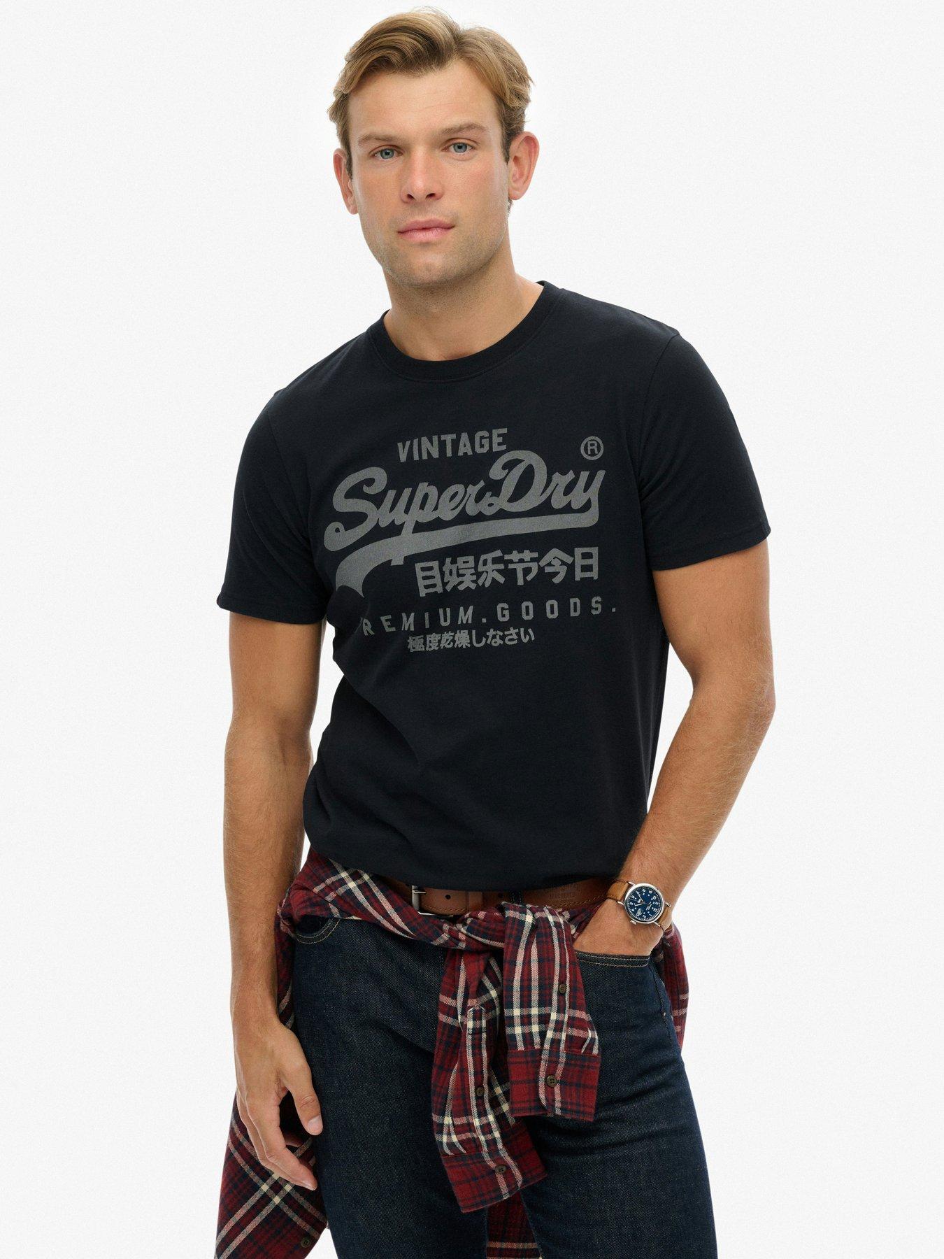 Superdry Vintage Logo Classic T-Shirt, Navy, Size L, Men