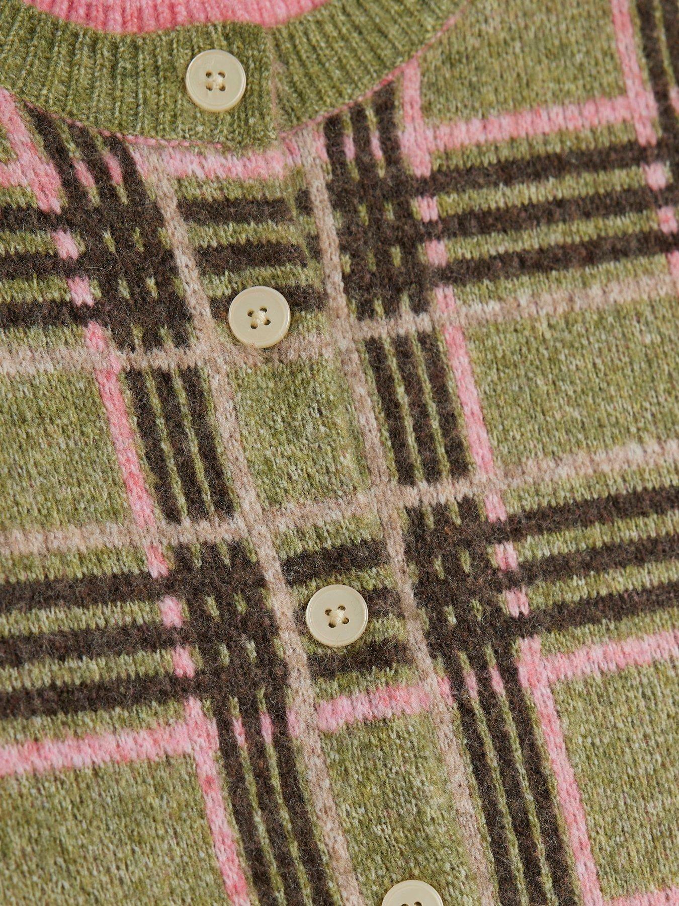 Image 5 of 6 of River Island Womens Double Layer Check Cardigan - Green