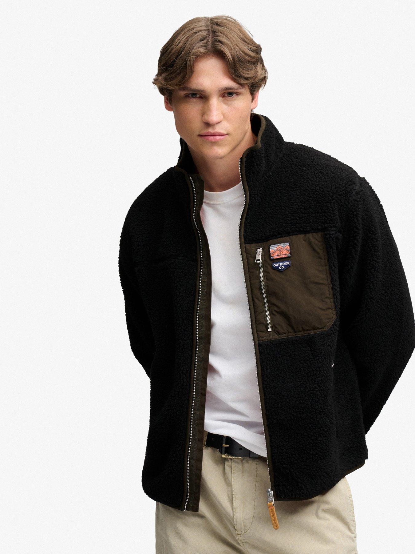 Superdry Men's Black/Olive Vintage Retro Full Zip Fleece Jacket - Image 5