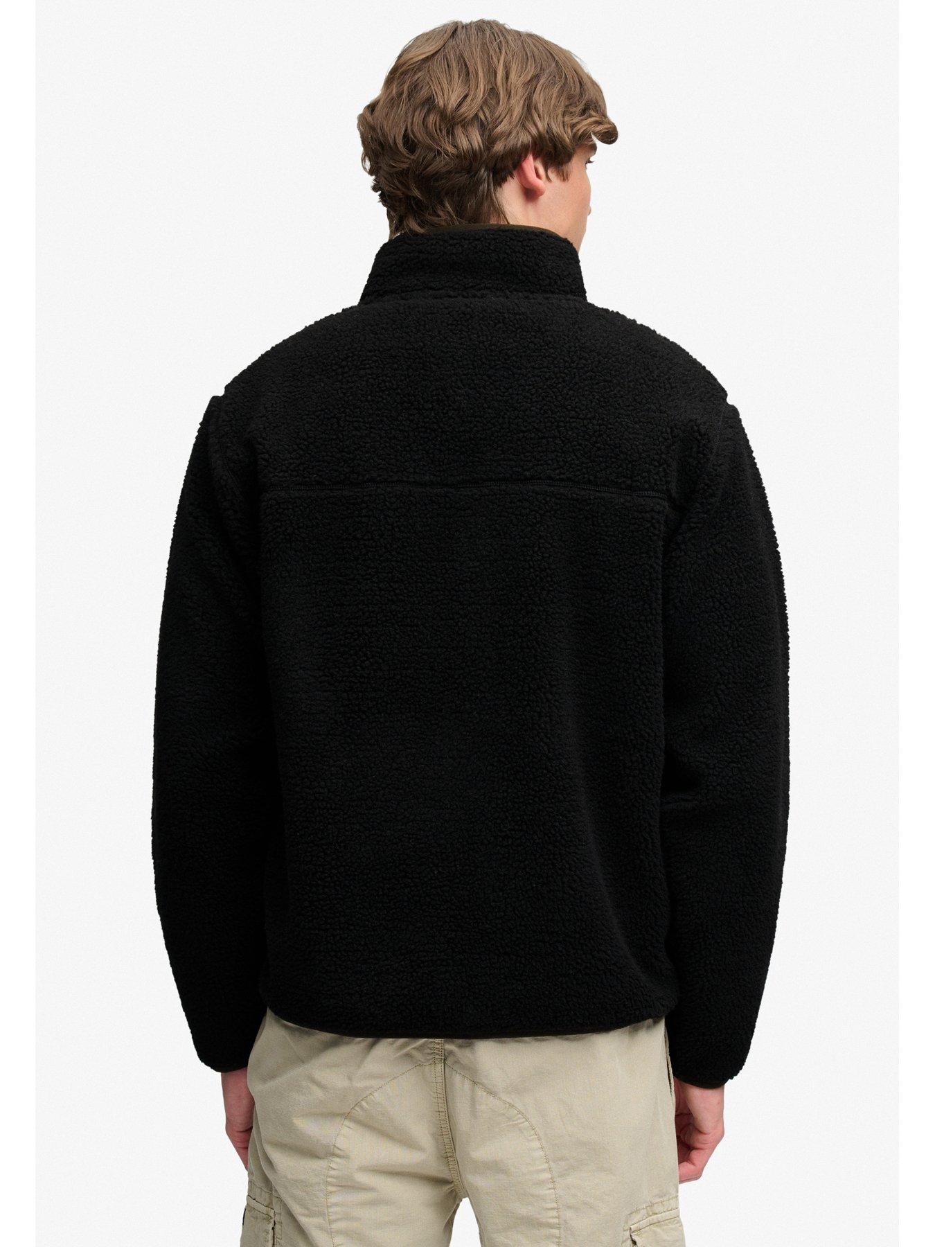Image 2 of 5 of Superdry Mens Borg Full Zip Funnel Neck Sweatshirt - Black