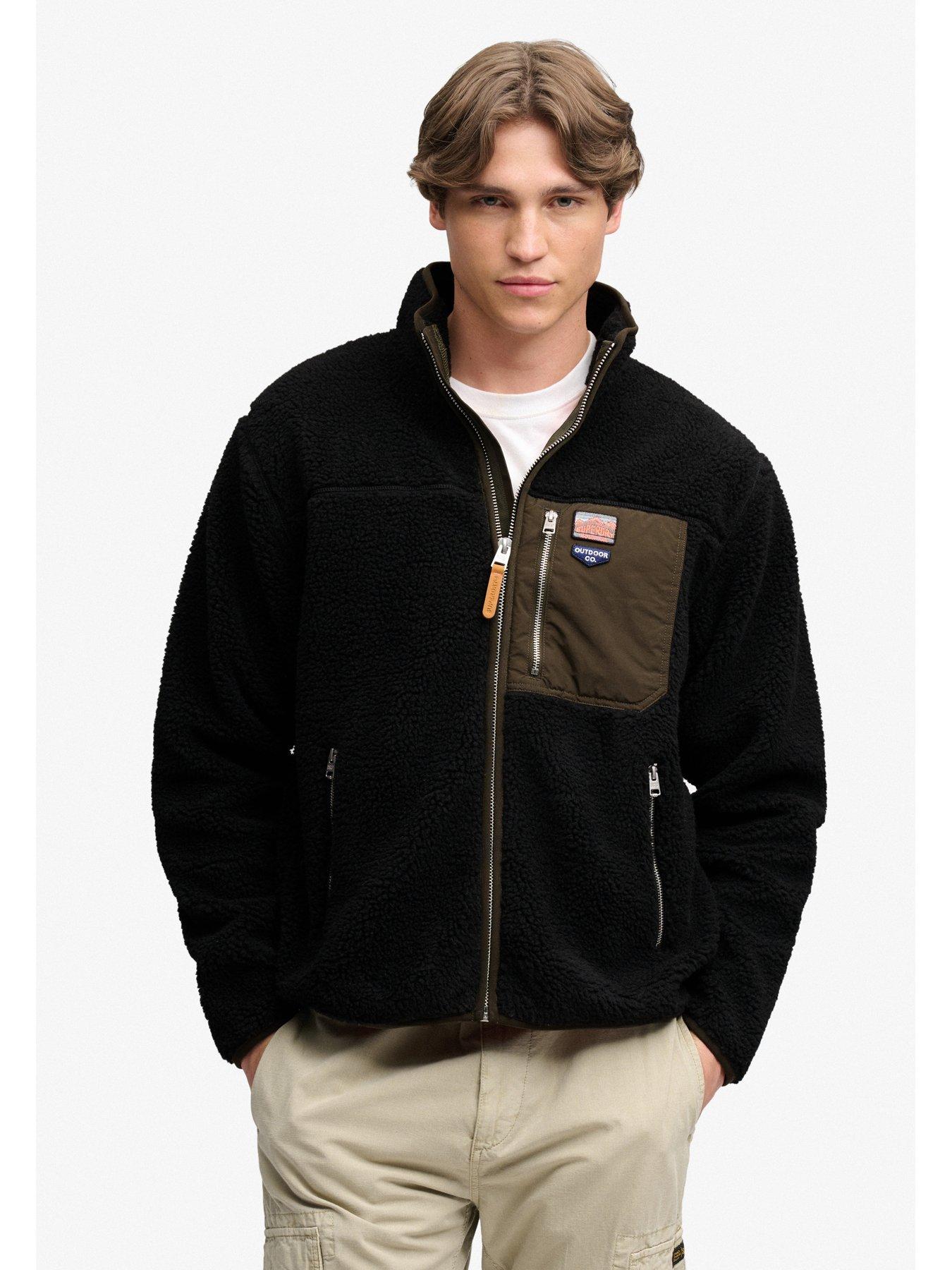 Image 3 of 5 of Superdry Mens Borg Full Zip Funnel Neck Sweatshirt - Black