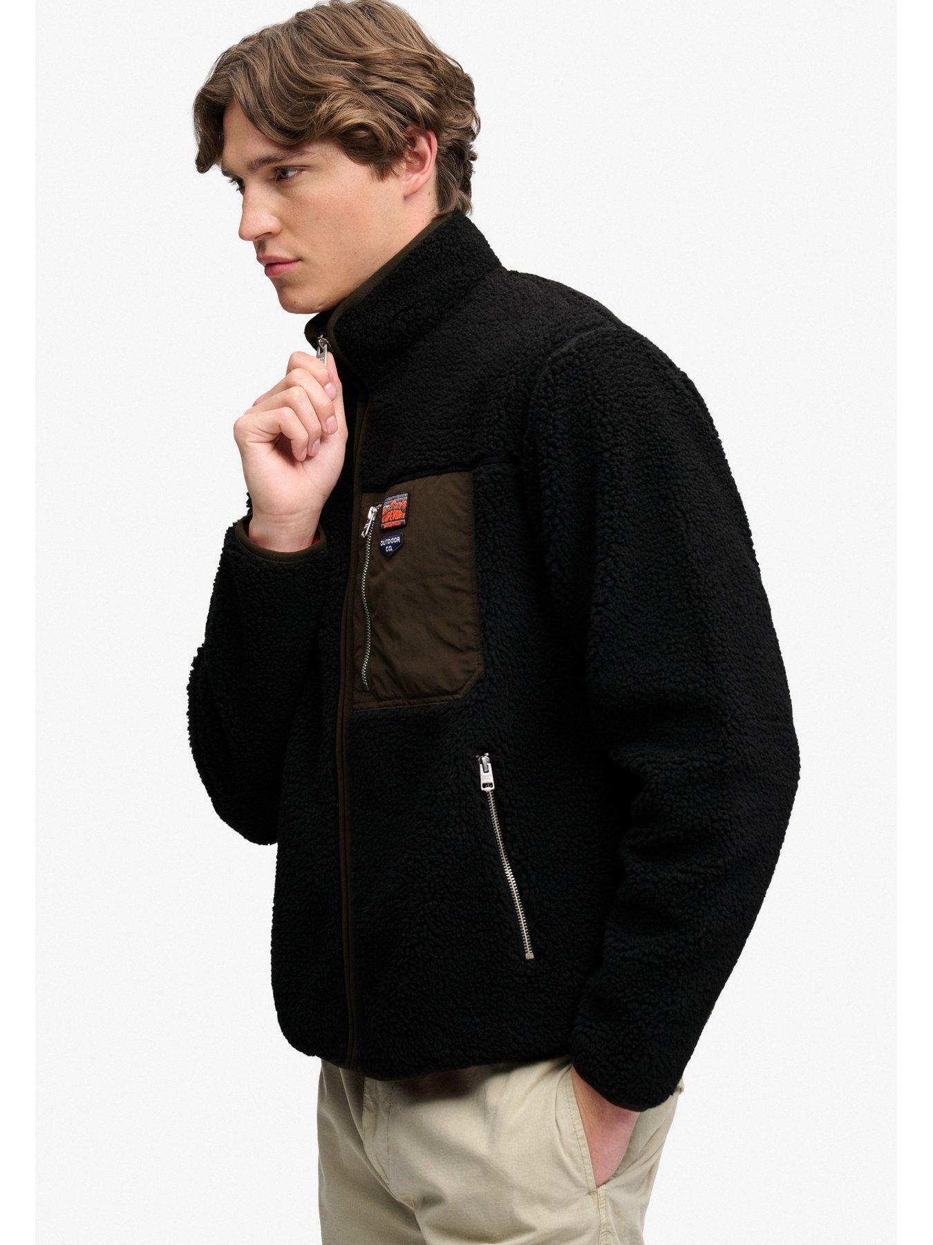 Image 4 of 5 of Superdry Mens Borg Full Zip Funnel Neck Sweatshirt - Black