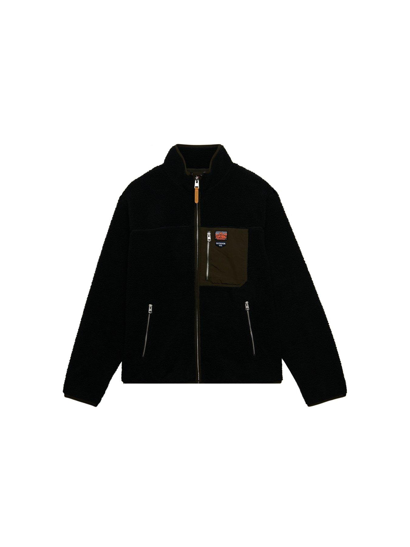 Image 5 of 5 of Superdry Mens Borg Full Zip Funnel Neck Sweatshirt - Black