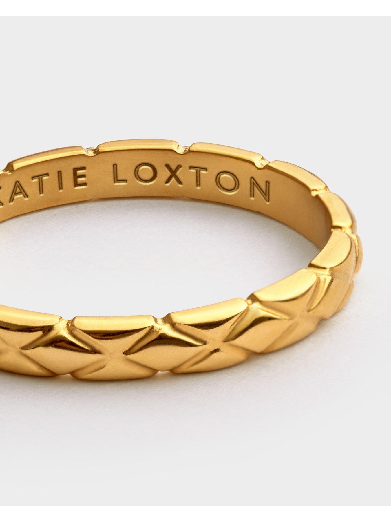 Image 3 of 6 of Katie Loxton Harlequin Quilted Engraved Ring - Gold