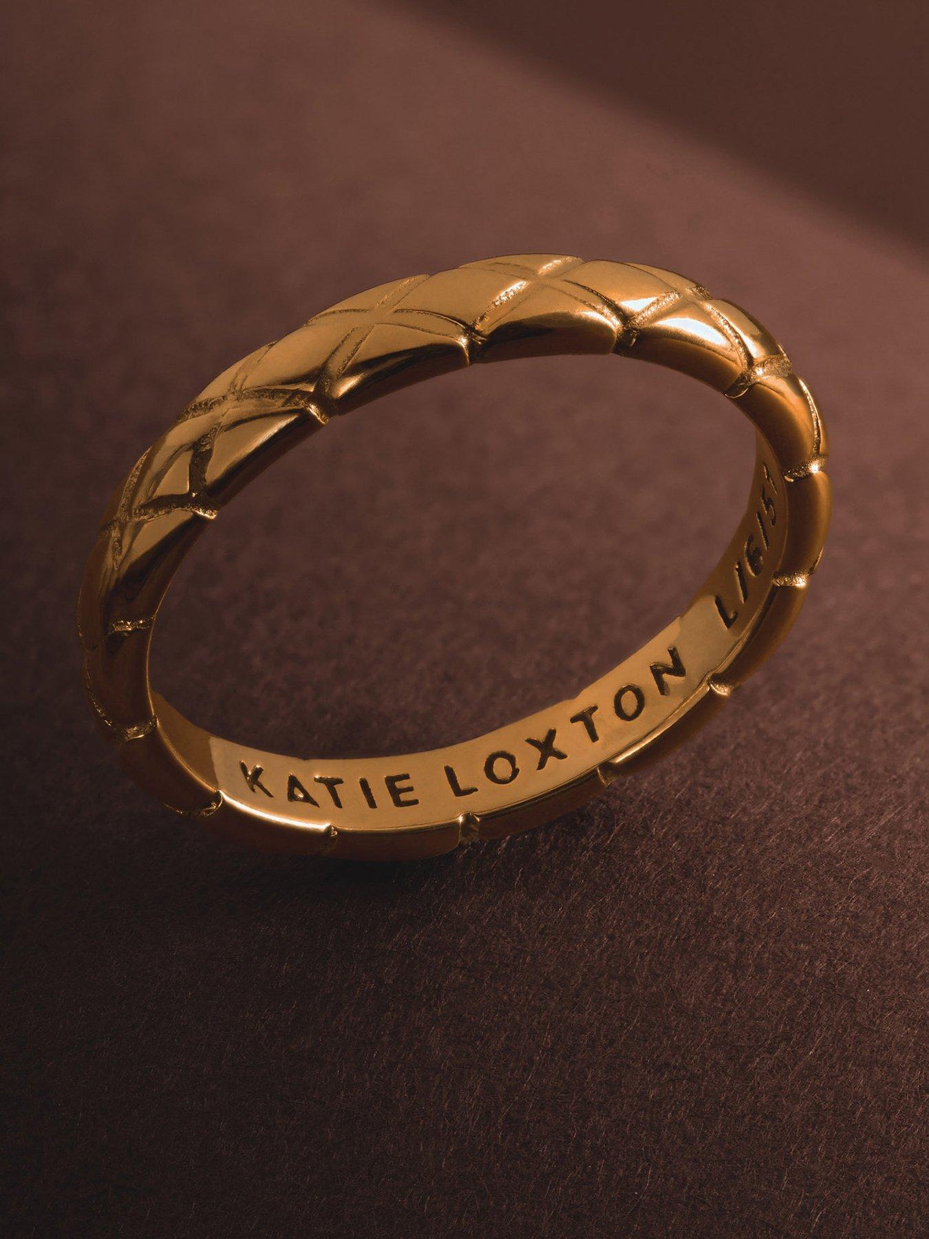 Image 6 of 6 of Katie Loxton Harlequin Quilted Engraved Ring - Gold