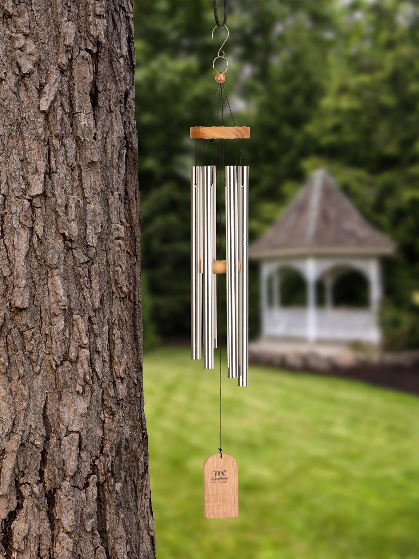 Image 1 of 2 of Panacea 69cm Wood & Aluminium Wind Chime- Silver