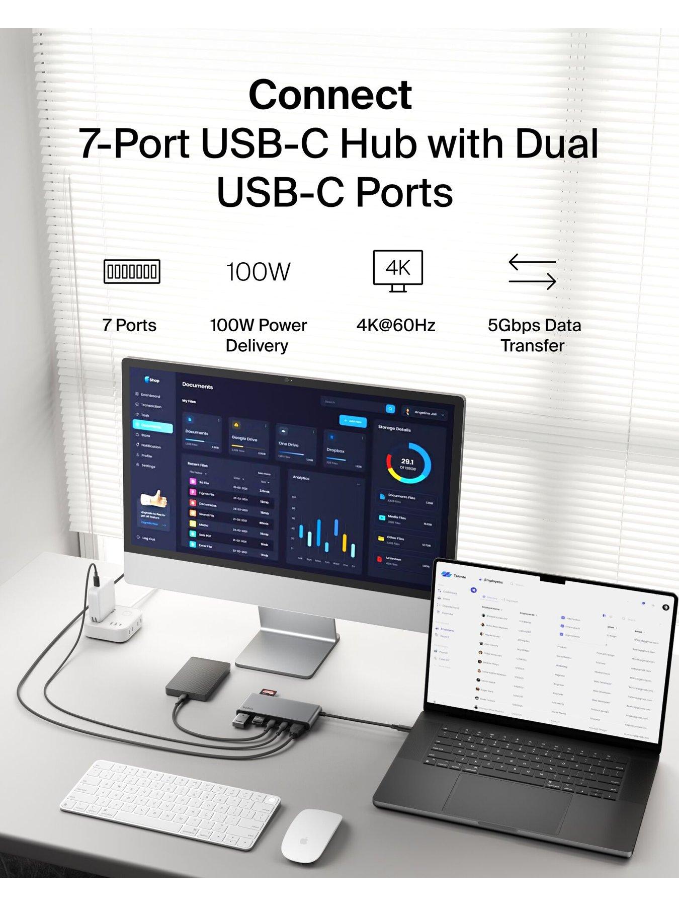 Image 2 of 6 of Belkin 7 Port USB C Hub, HDMI, USB A, USB C &amp; SD Card Reader