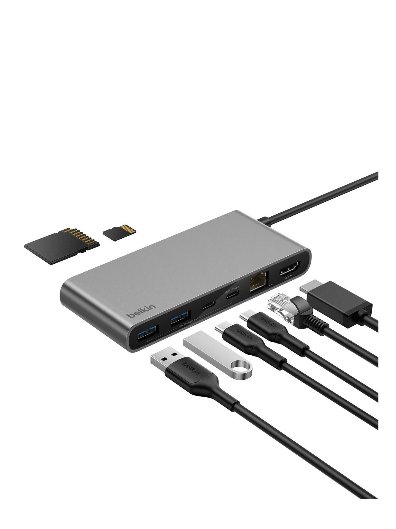 Belkin 8 Port USB C Hub, HDMI, Ethernet, USB A & SD Card Reader