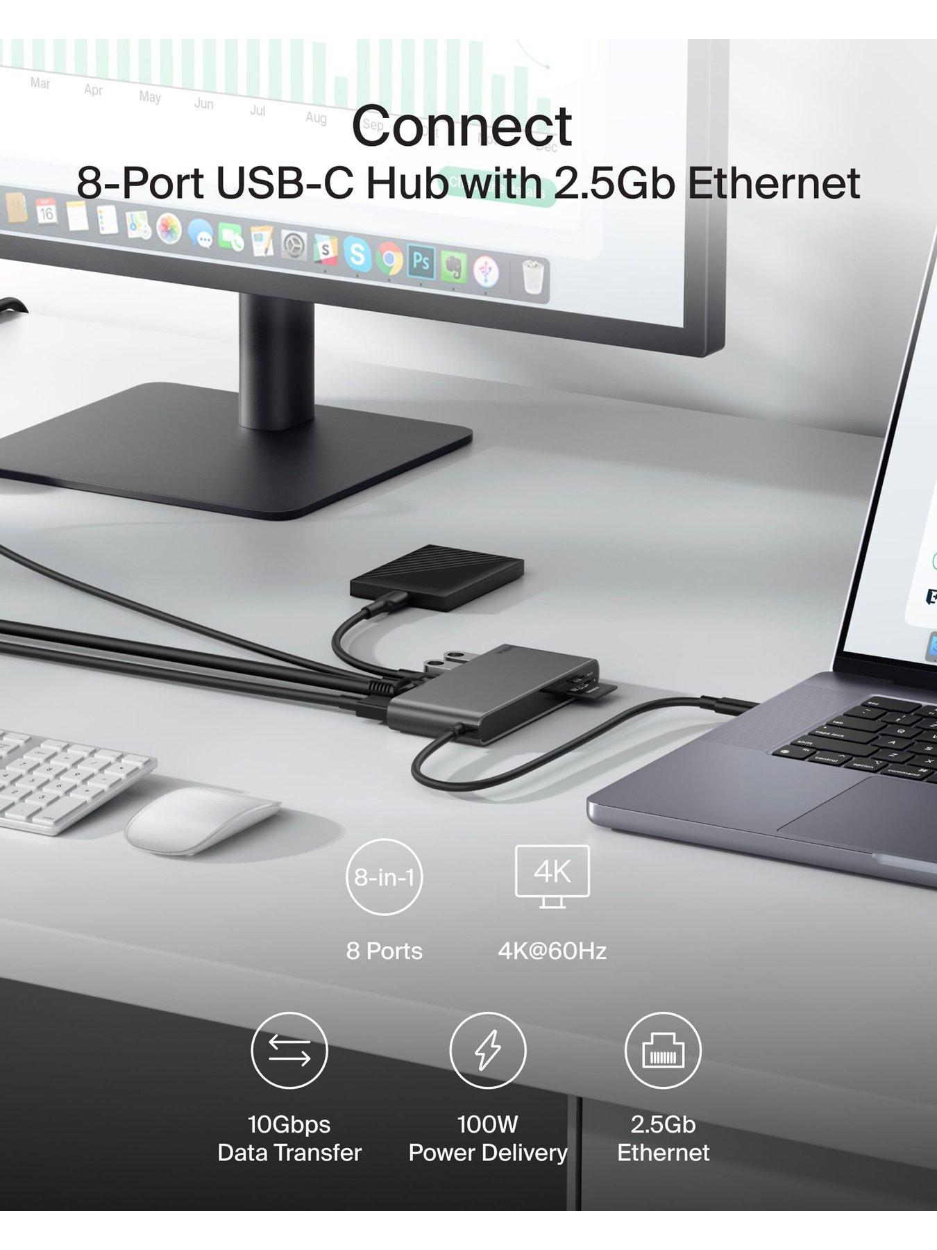Image 2 of 6 of Belkin 8 Port USB C Hub, HDMI, Ethernet, USB A & SD Card Reader