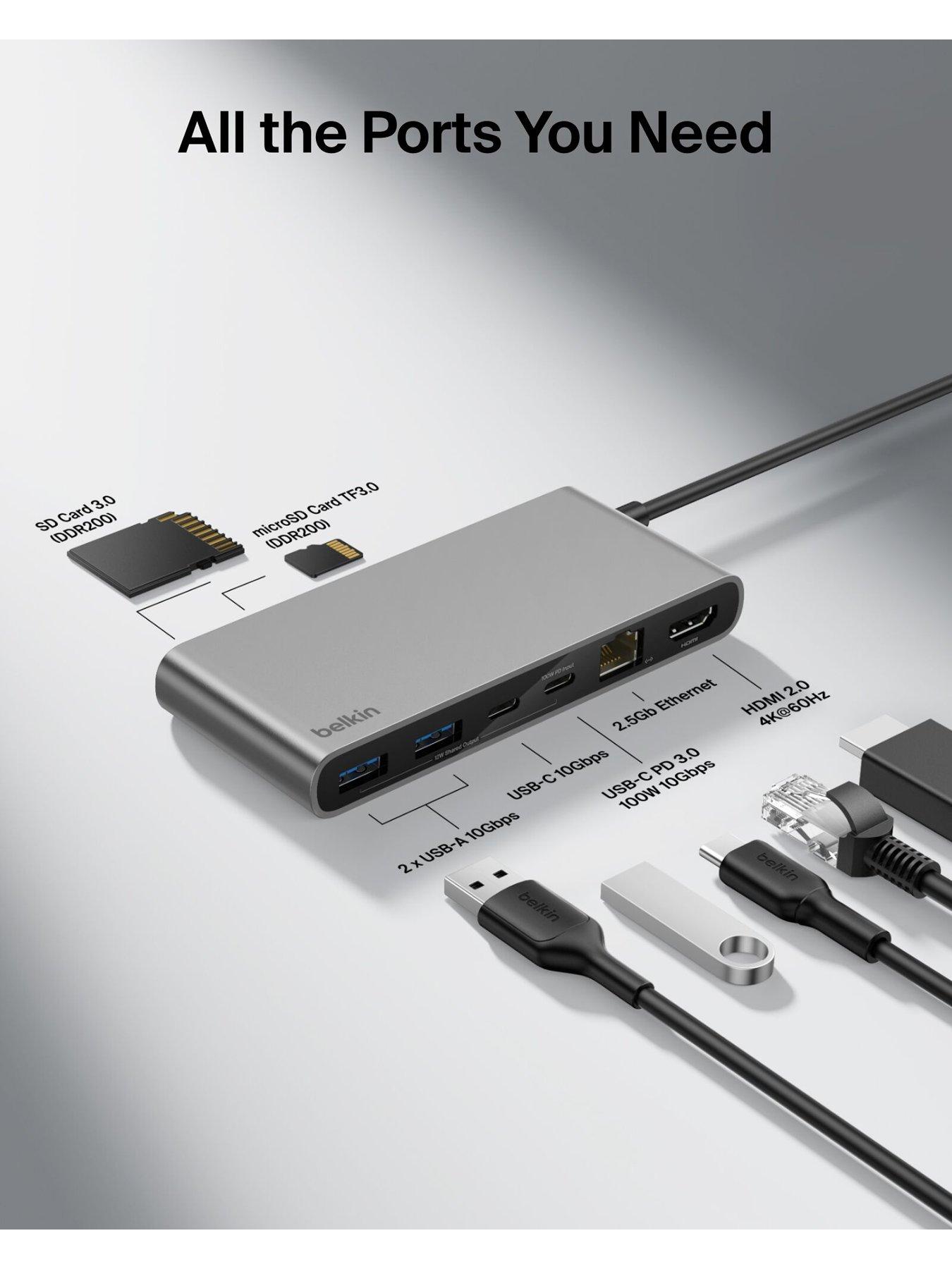 Image 3 of 6 of Belkin 8 Port USB C Hub, HDMI, Ethernet, USB A & SD Card Reader