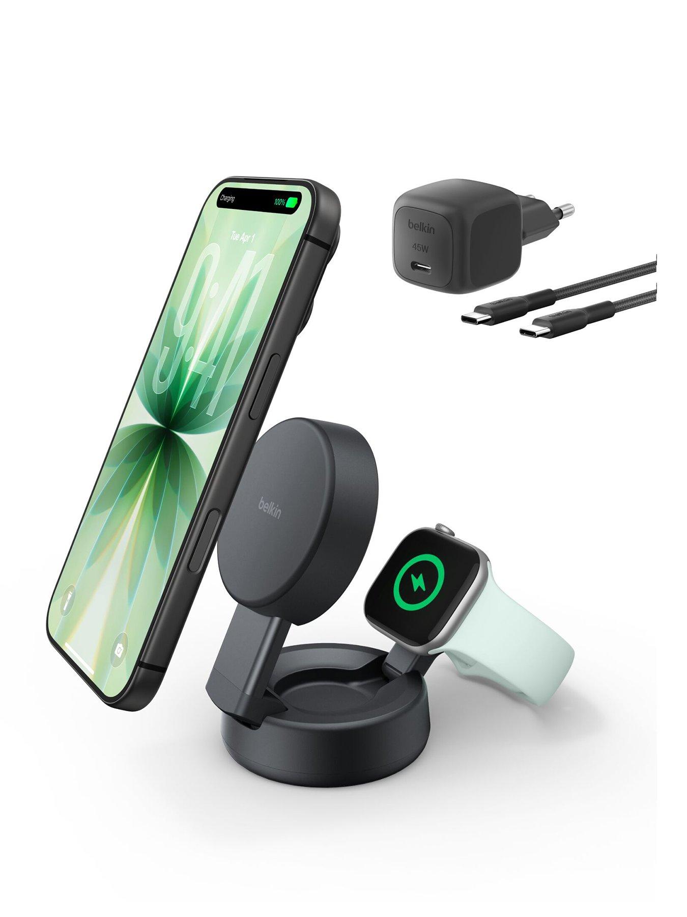Belkin Belkin 25W Qi2 2 in 1 Folding Charger with Apple Watch Charger, Charcoal