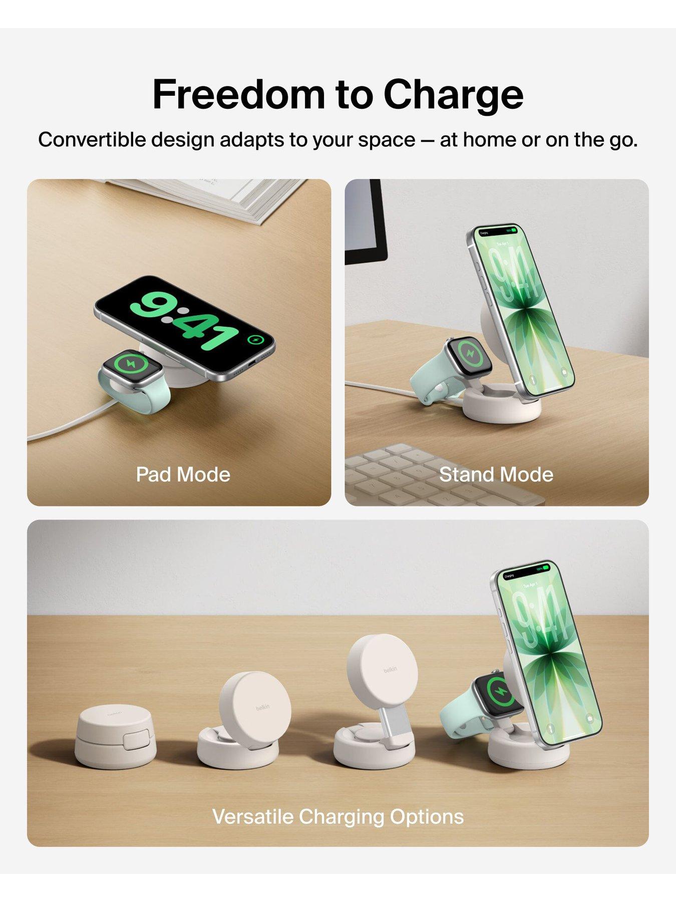 Image 4 of 6 of Belkin 25W Qi2 2-in-1 Folding Wireless Charger with Apple Watch Charger - Sand