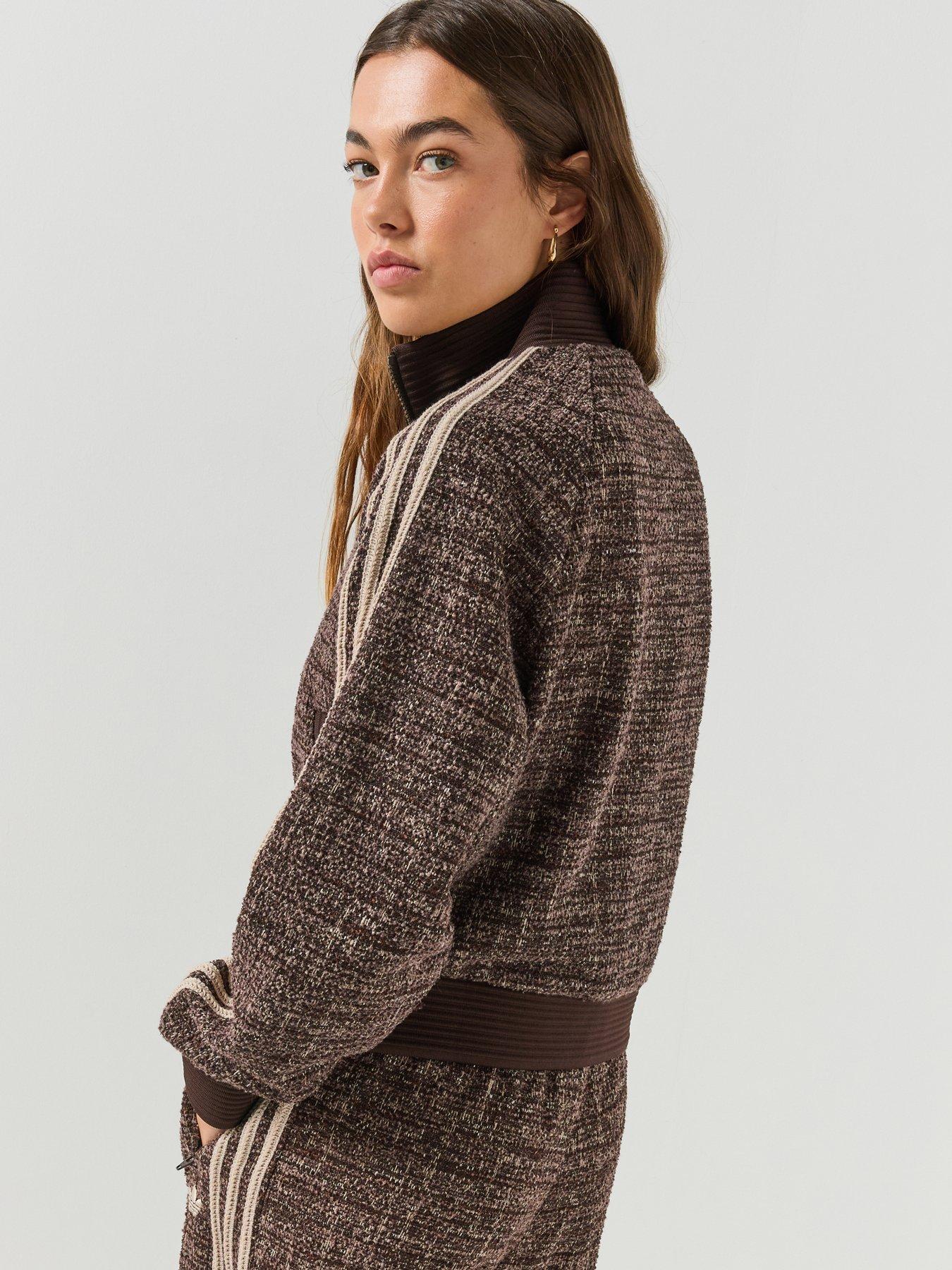 Image 2 of 7 of adidas Originals Womens Boucle Vintage Track Top - Brown