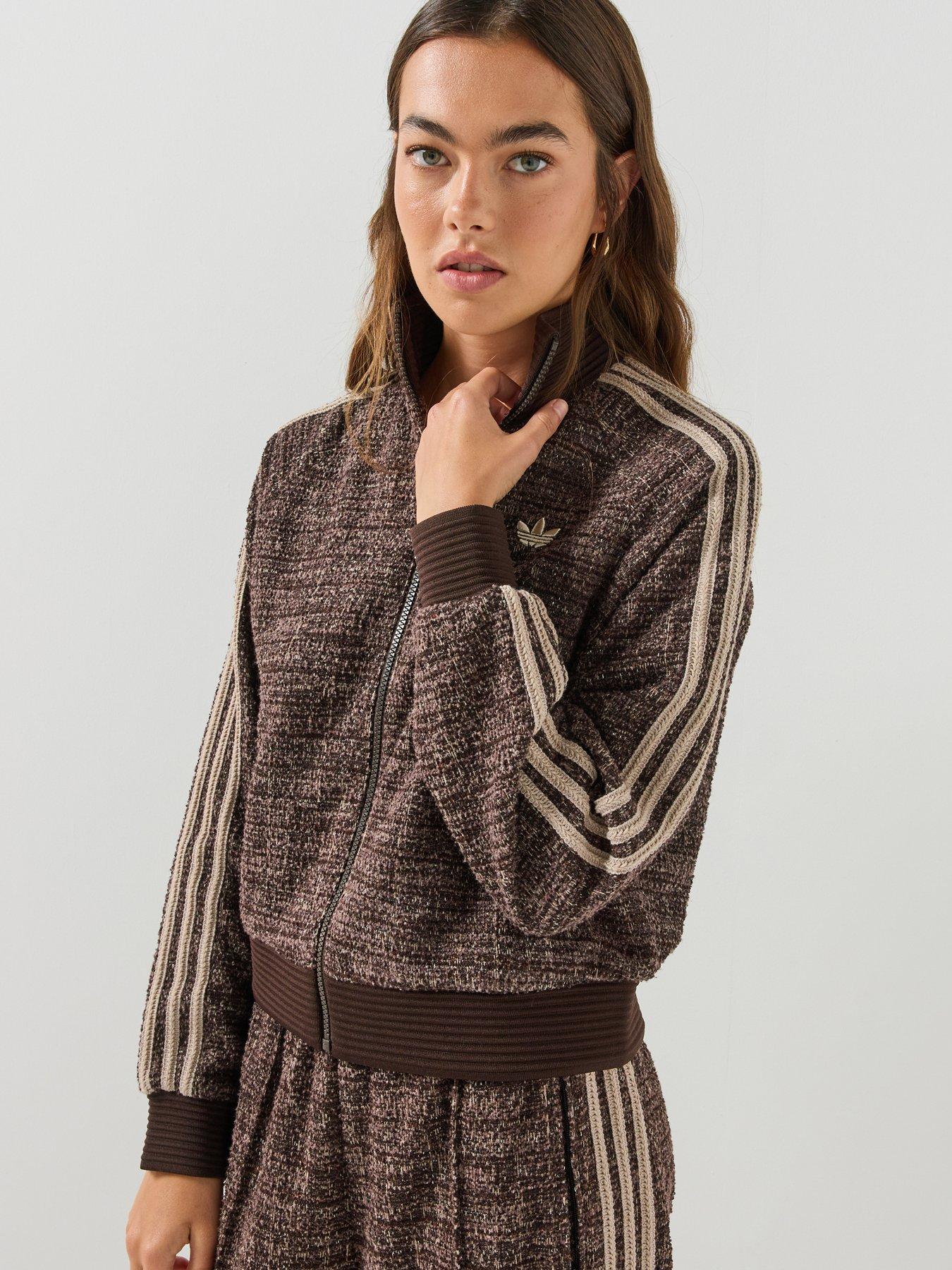 Image 4 of 7 of adidas Originals Womens Boucle Vintage Track Top - Brown