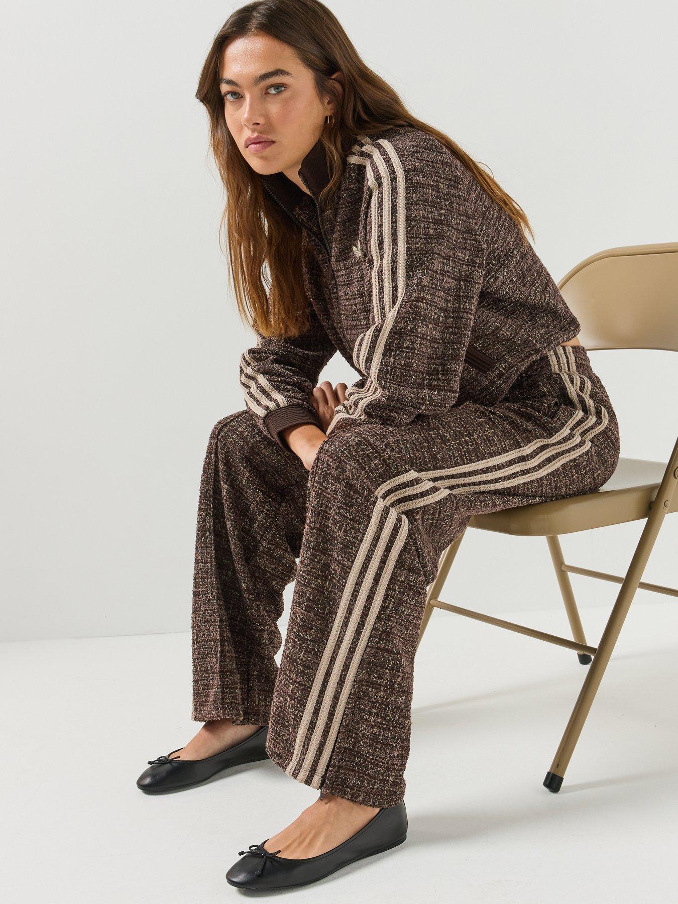 Image 6 of 7 of adidas Originals Womens Boucle Vintage Track Top - Brown