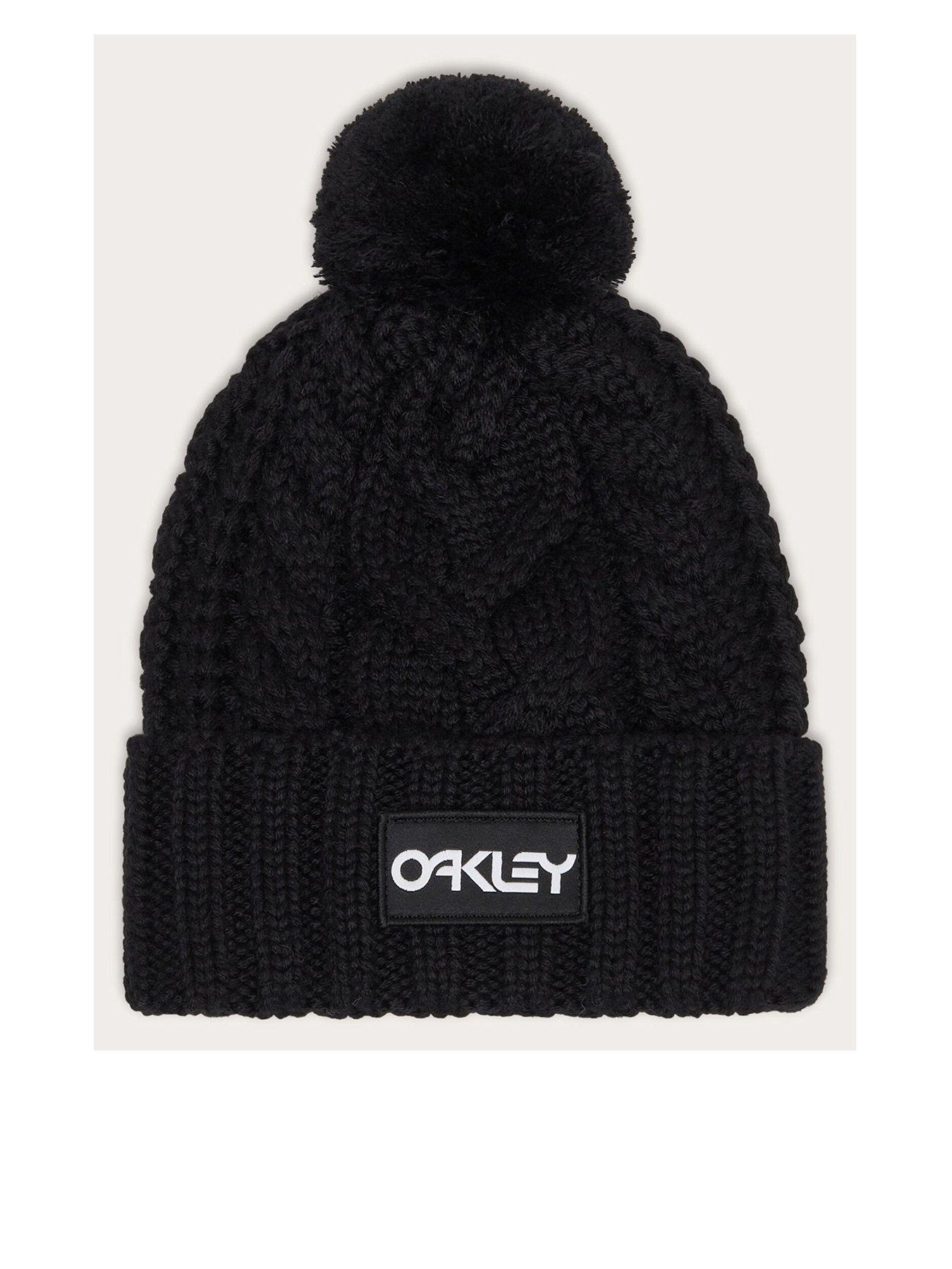 Image 1 of 3 of Oakley Oakley Womens Harper Pom Cable Knit Beanie Hat - Black