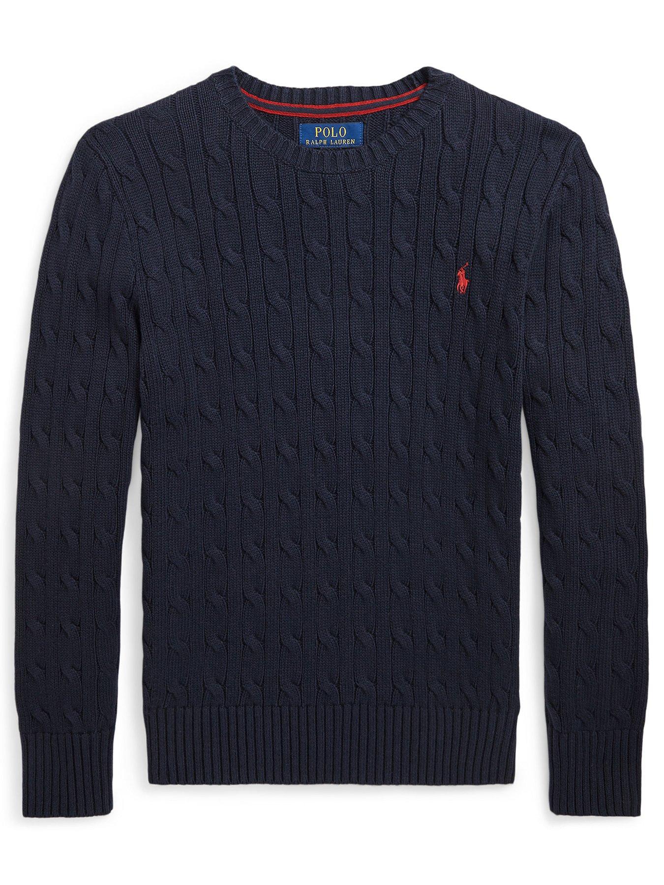 Polo Ralph Lauren Boys Cable Knit Jumper, Navy, Size Age: 5 Years