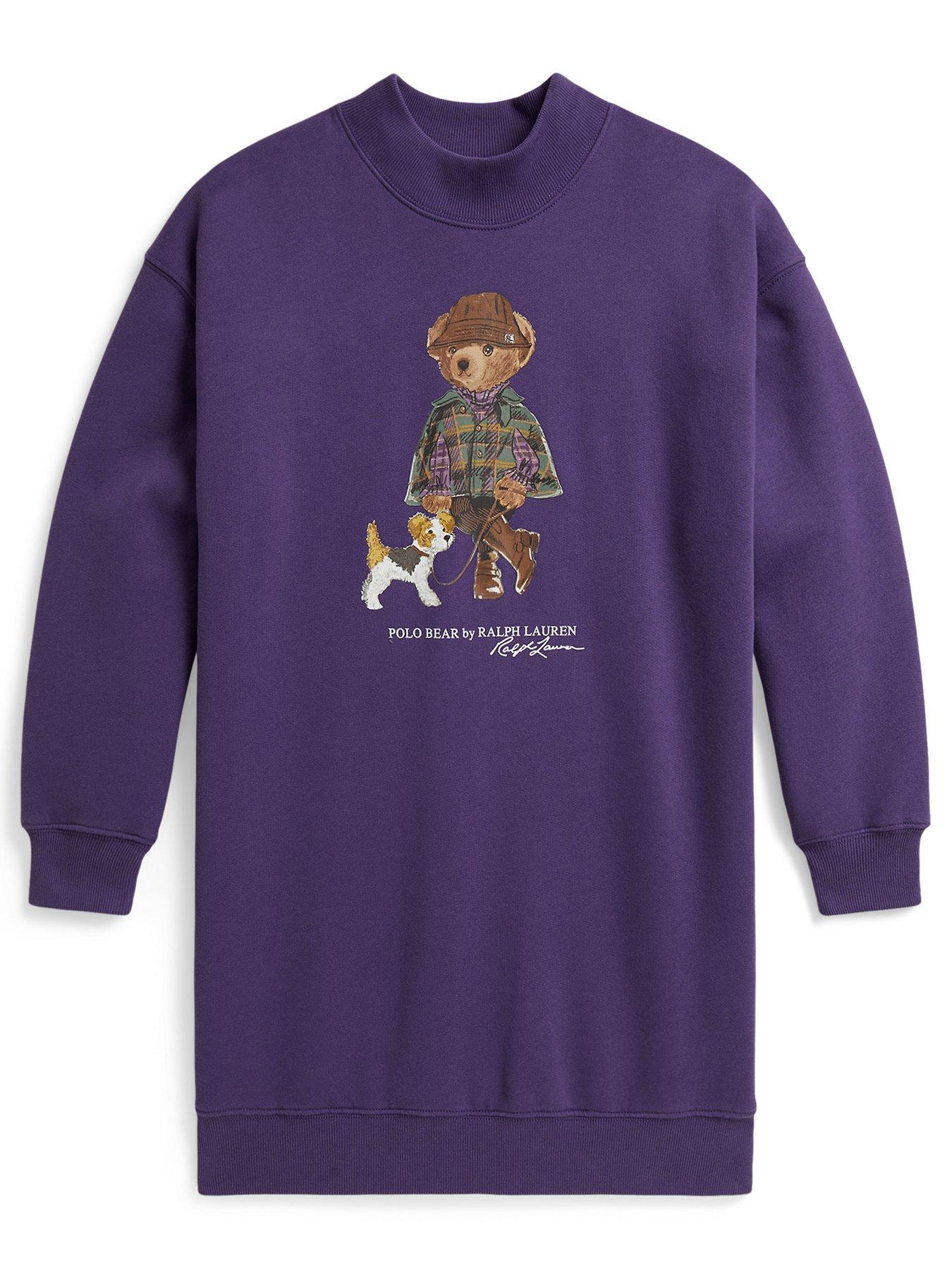 Polo Ralph Lauren Girls' Bear Graphic Sweat Dress - Purple