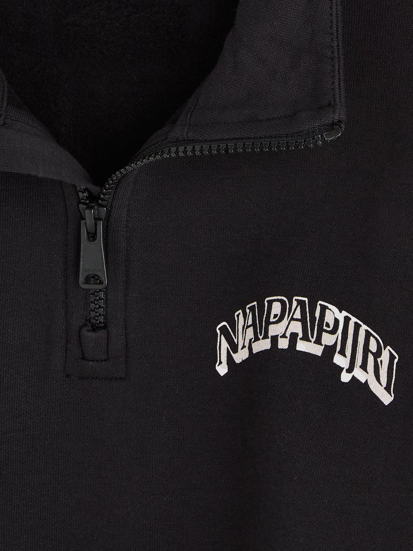 Image 3 of 4 of NAPAPIJRI Boys Quarter Zip Logo Graphic Sweatshirt - Black