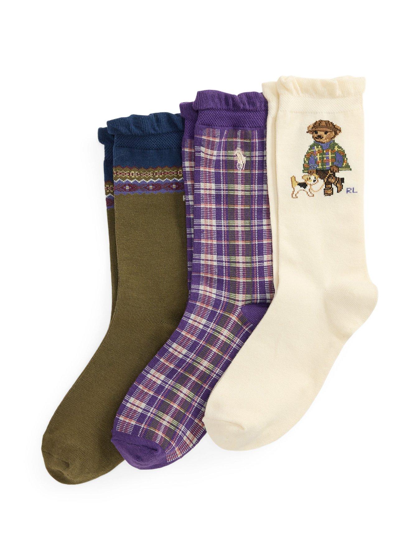 Image 1 of 1 of Polo Ralph Lauren Polo Bear Crew Sock 3-Pack - Multi