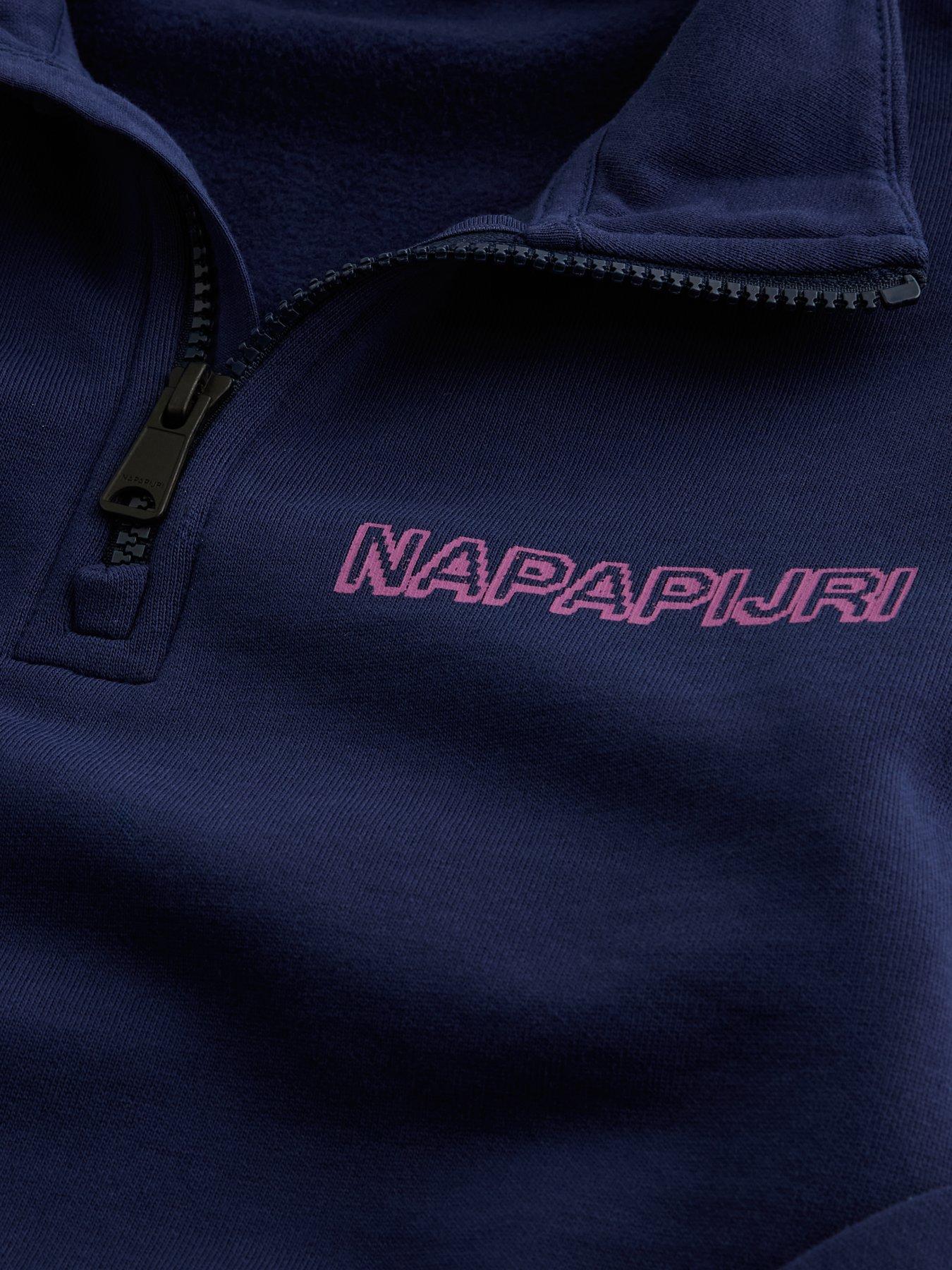 Image 4 of 4 of NAPAPIJRI Boys Tipi Quarter Zip Logo Sweatshirt - Navy