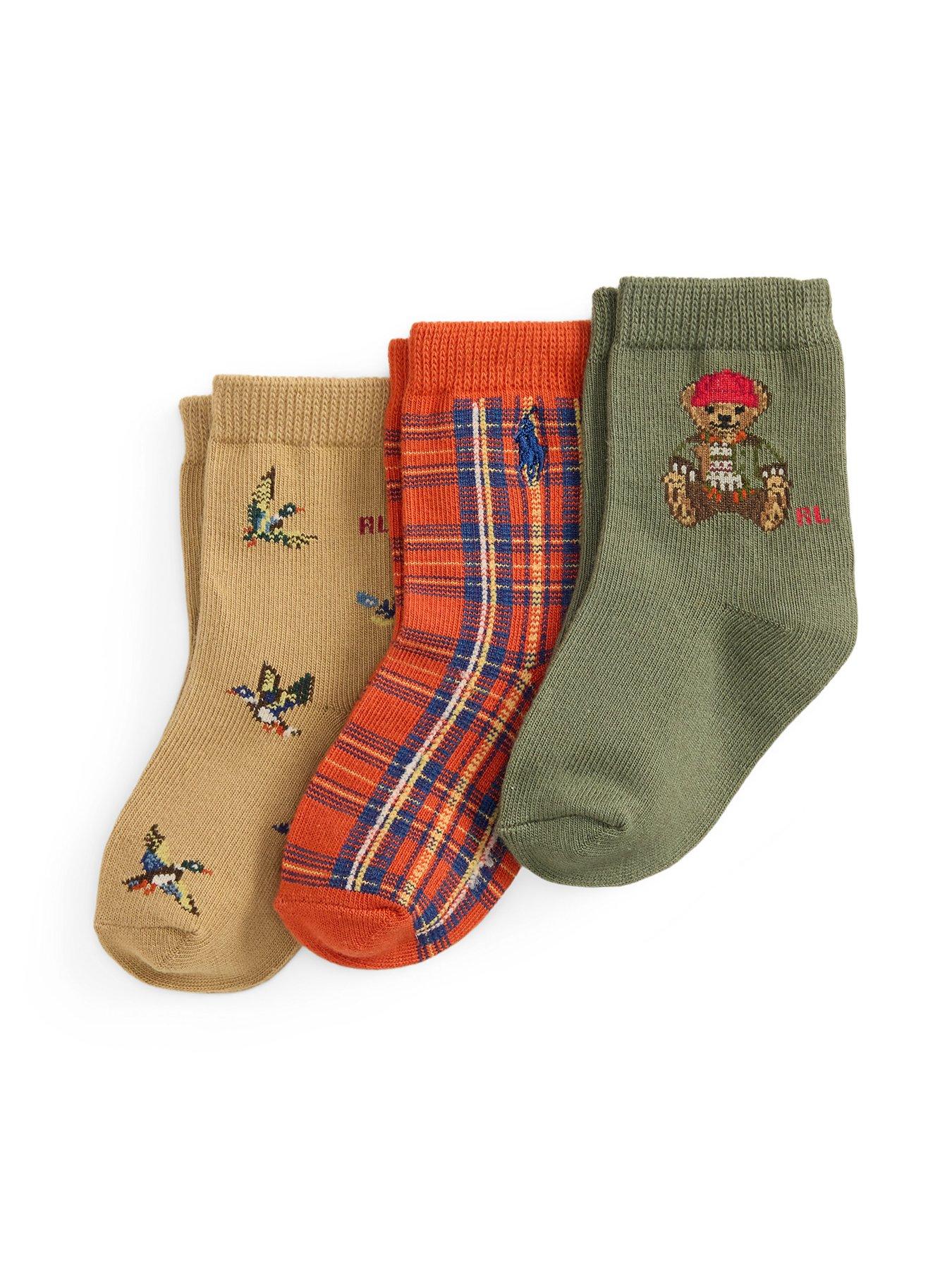 Image 1 of 1 of Polo Ralph Lauren Polo Bear Sock 3-Pack - Multi