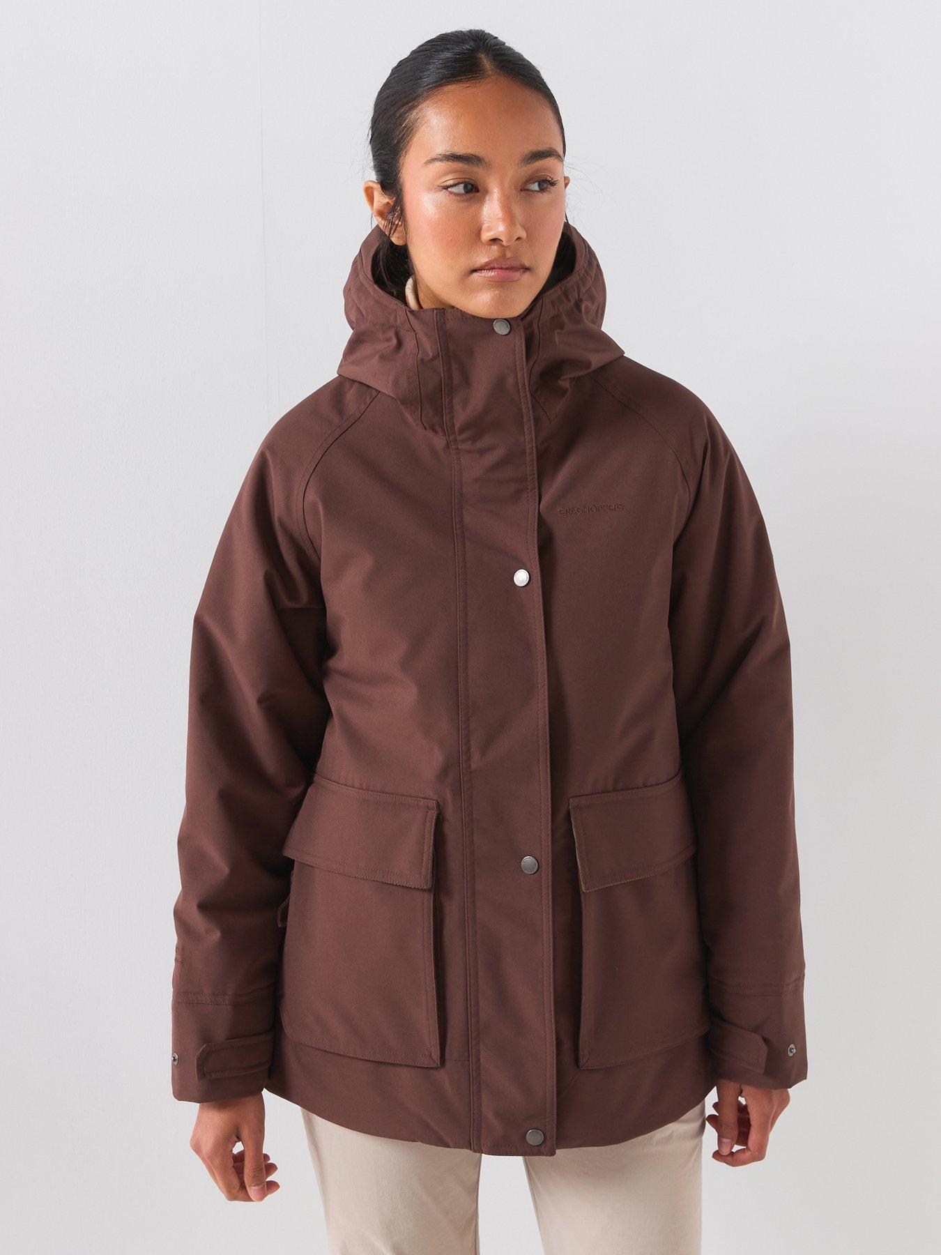 Craghoppers Womens National Trust Tuberose Waterproof Insulated Hooded Jacket, Brown, Size 16, Women