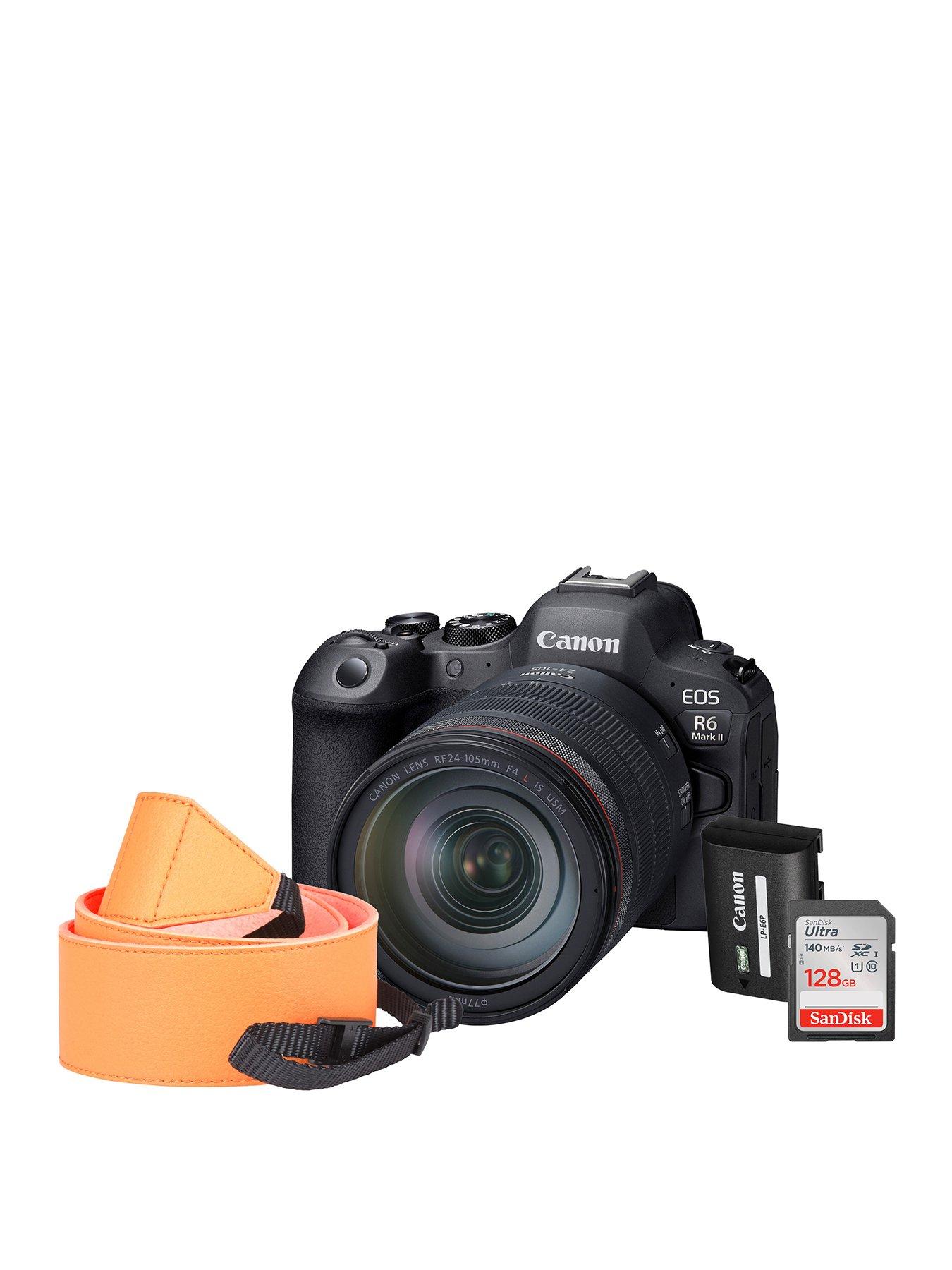 Canon Canon EOS R6 Mark II Camera Kit inc RF 24-105 F4L IS USM Lens, Additional LP-EP6 Battery, 128Gb SD Card & Neck Strap