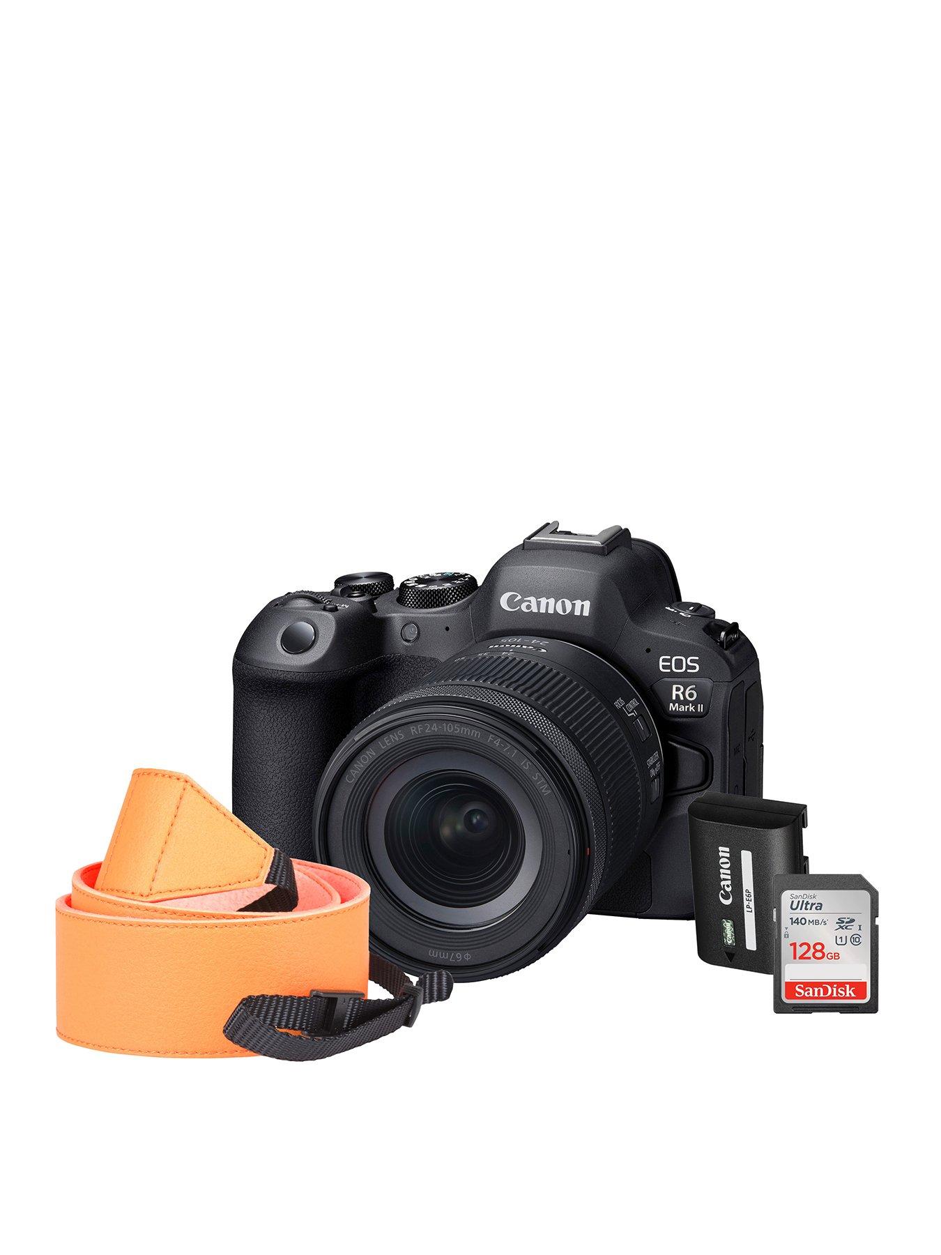 Canon EOS R6 Mark II Camera Kit inc RF 24-105 F4-7.1 IS STM Lens, Additional LP-EP6 Battery, 128GB SD Card  &  Neck Strap