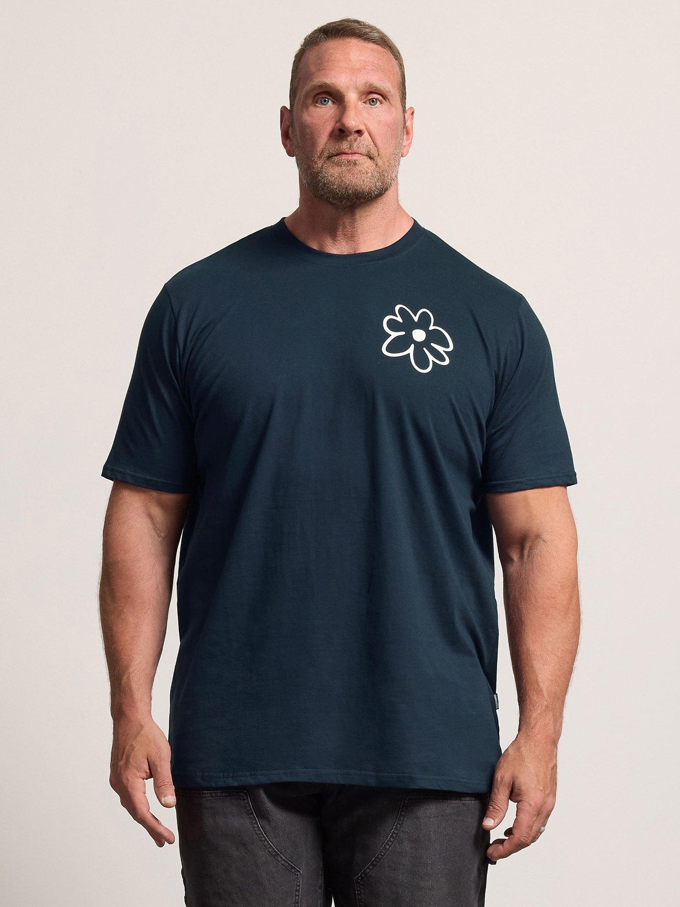 BadRhino Longline Flower T-Shirt, Blue, Size 4Xl, Men