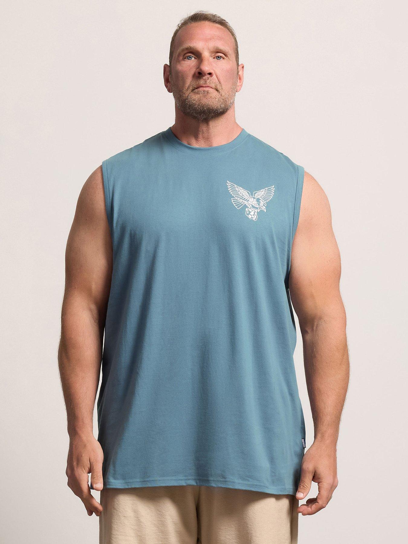 BadRhino Eagle Muscle Vest Extra Long, Blue, Size 5-6Xl, Men