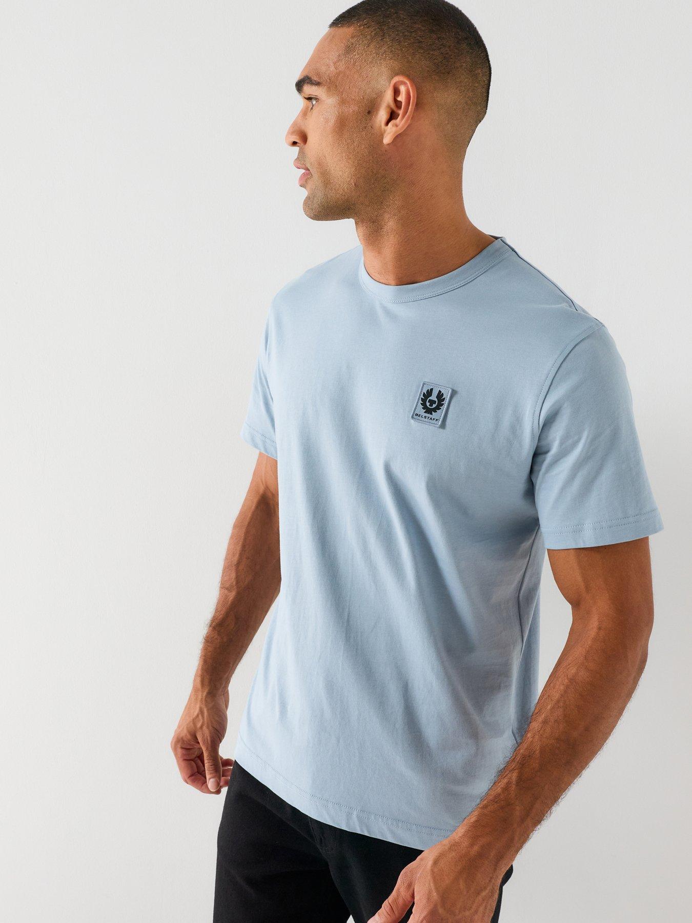 Belstaff Logo Patch Regular Fit T-shirt, Light Blue, Size 3Xl, Men