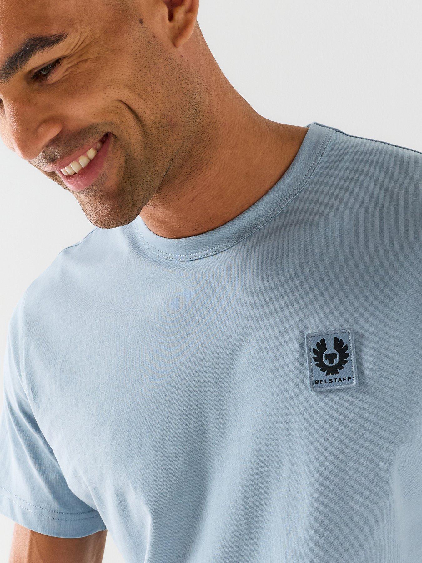 Image 4 of 5 of Belstaff Left Chest Patch Logo Regular Fit T-Shirt - Light Blue