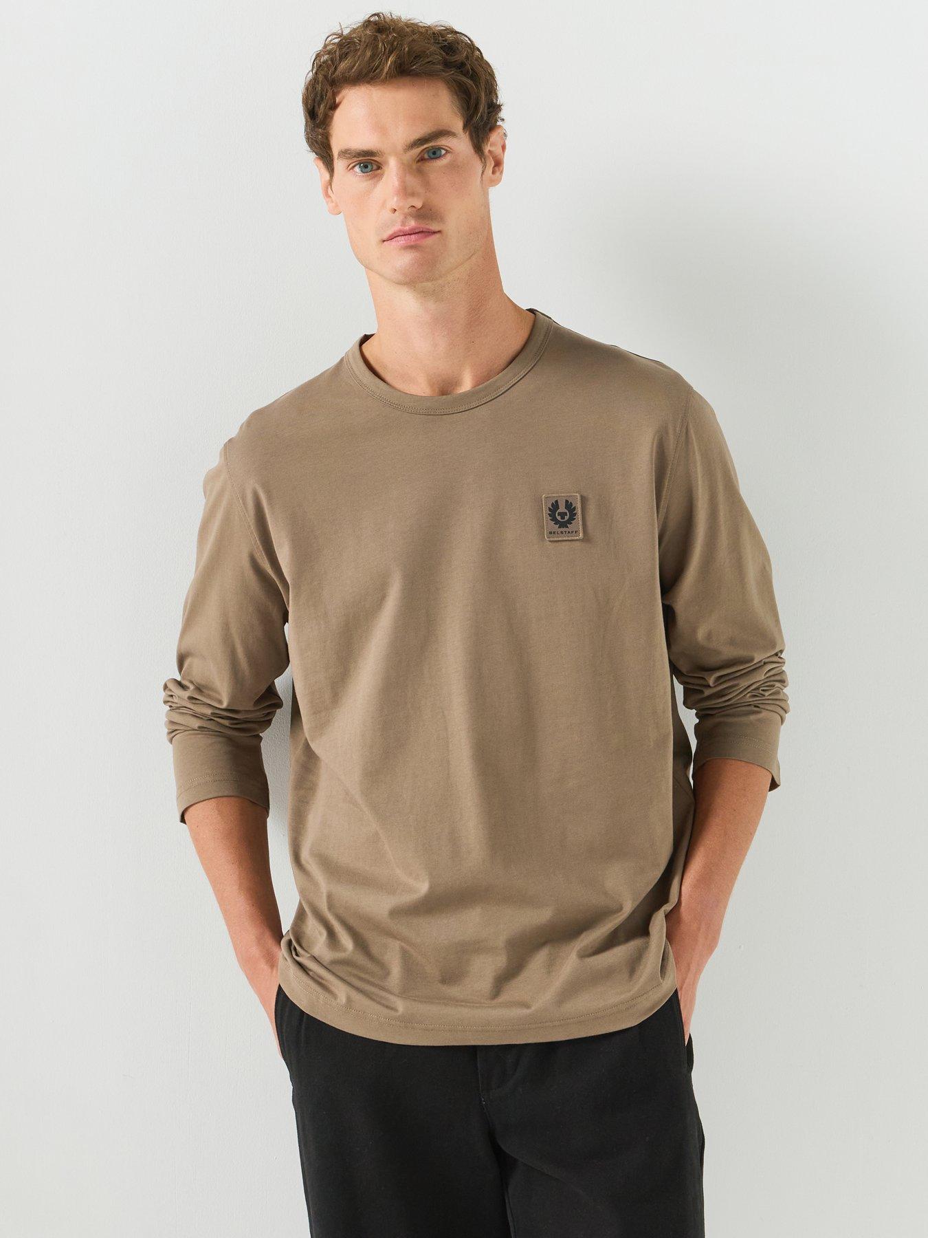Belstaff Logo Patch Regular Fit Long Sleeve T-shirt - Beige