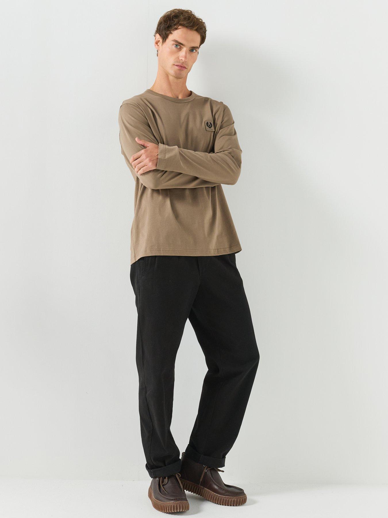 Image 3 of 5 of Belstaff Logo Patch Regular Fit Long Sleeve T-shirt - Beige