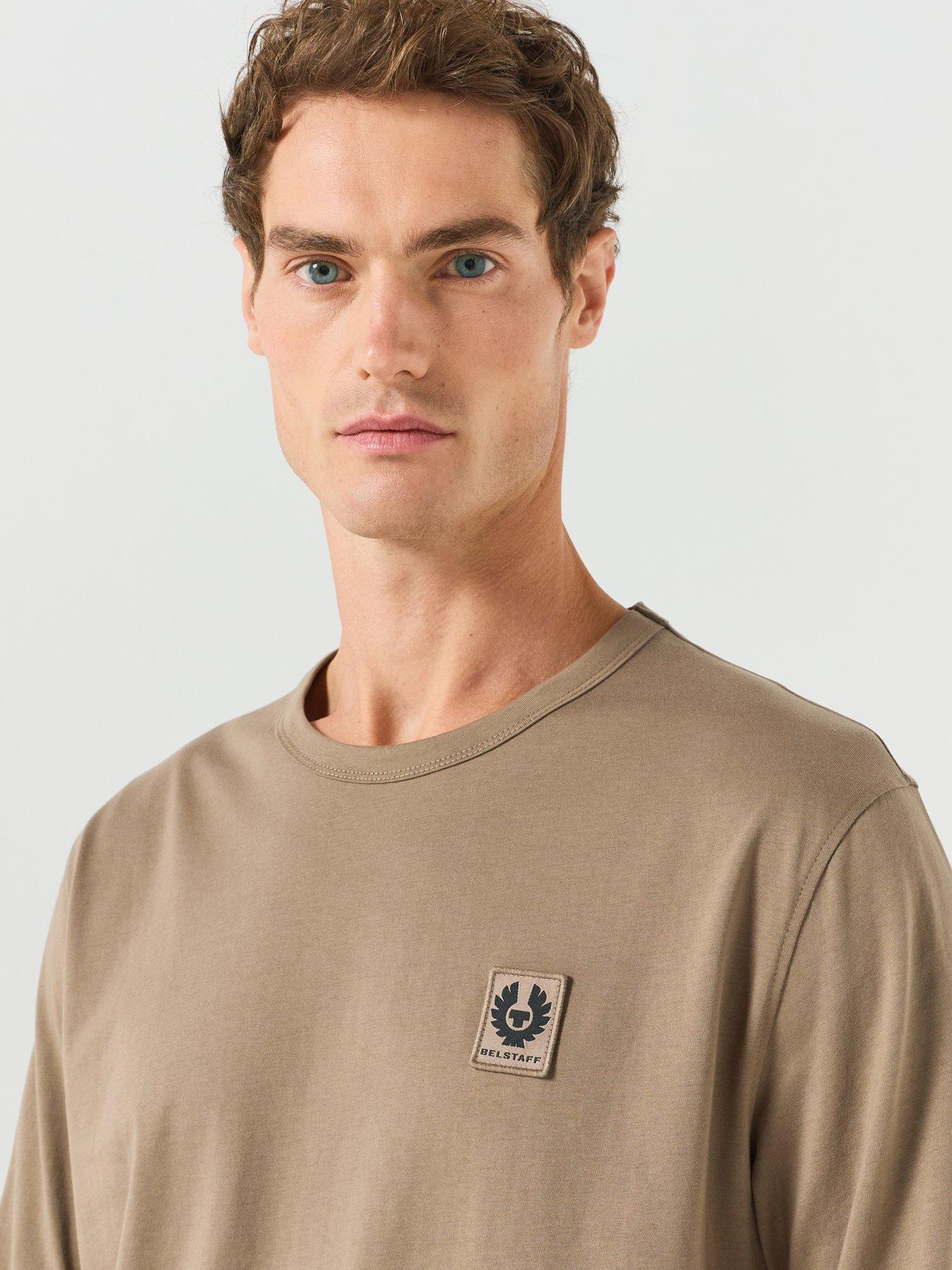Image 4 of 5 of Belstaff Logo Patch Regular Fit Long Sleeve T-shirt - Beige