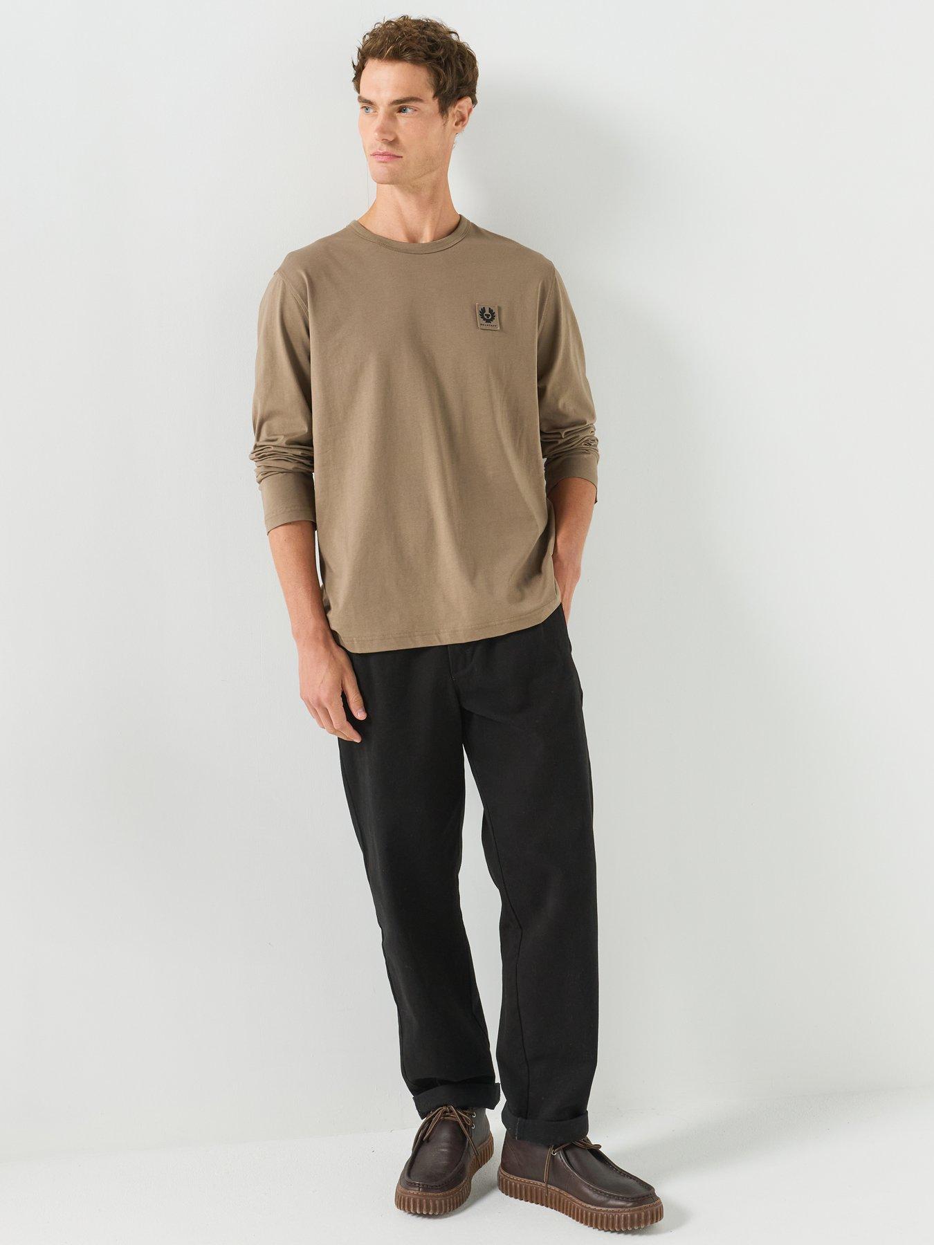 Image 5 of 5 of Belstaff Logo Patch Regular Fit Long Sleeve T-shirt - Beige