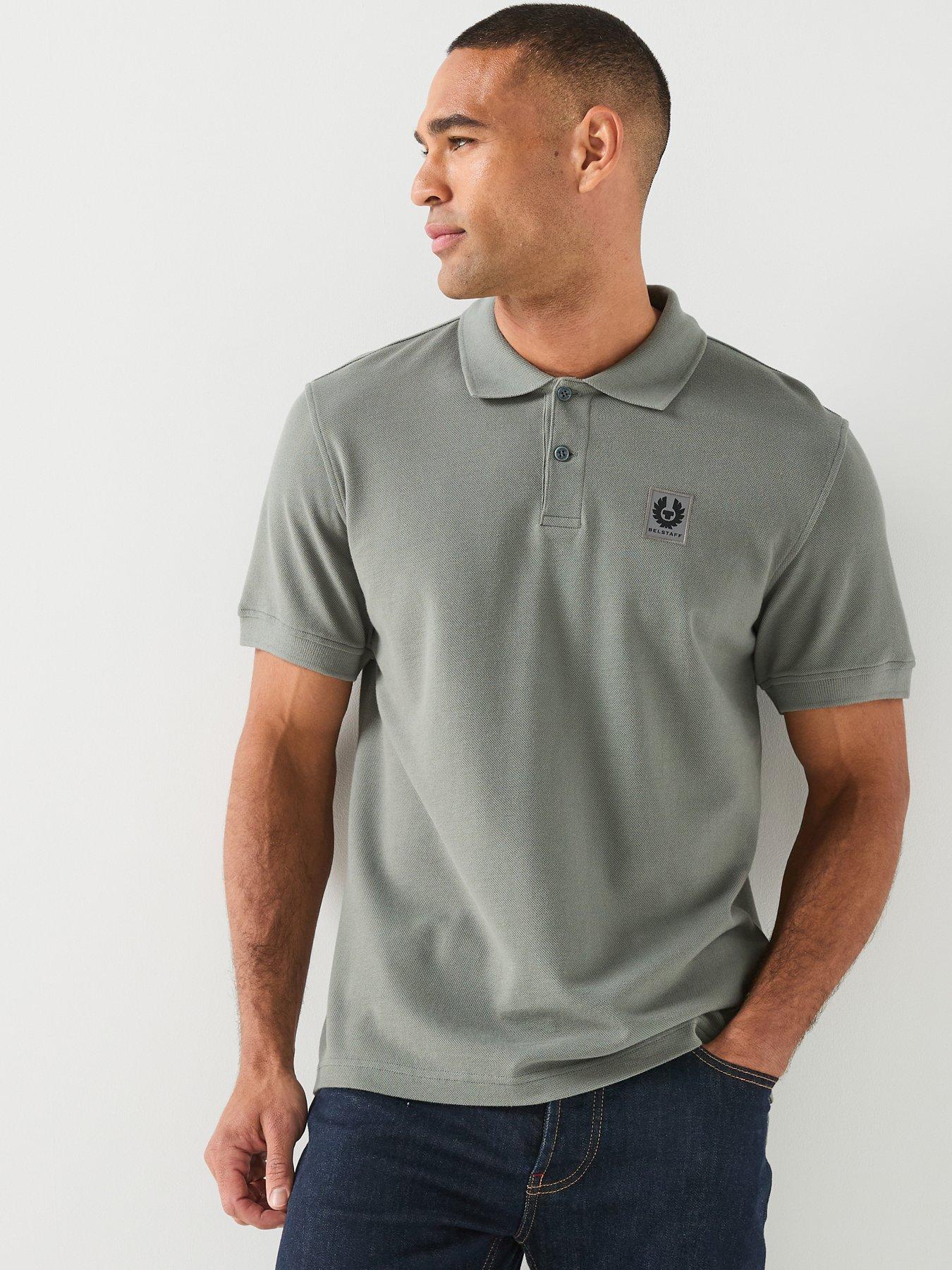 Image 1 of 6 of Belstaff Logo Patch Regular Fit Polo Shirt - Grey