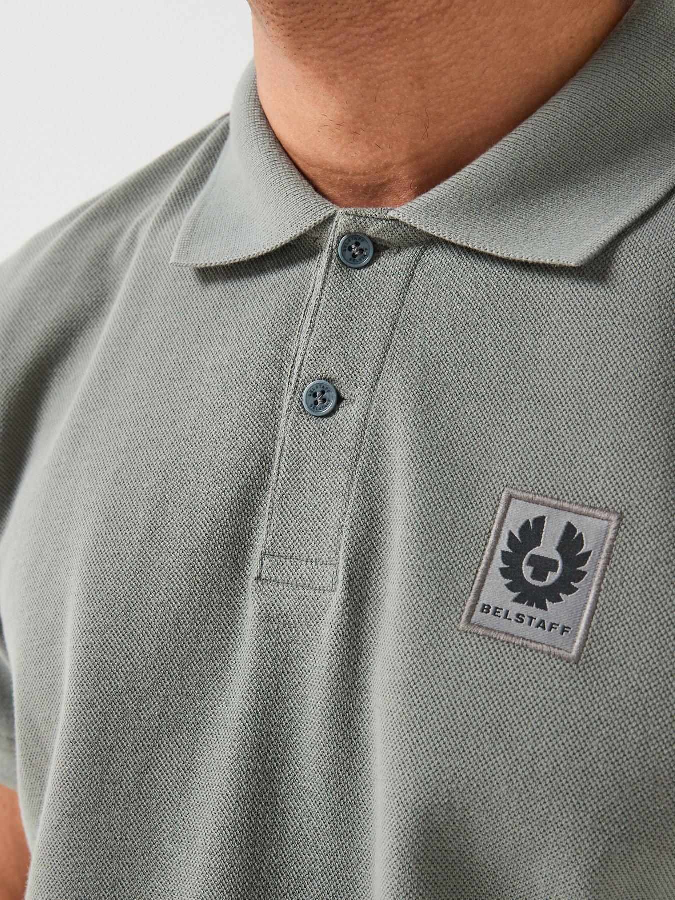 Image 4 of 6 of Belstaff Logo Patch Regular Fit Polo Shirt - Grey