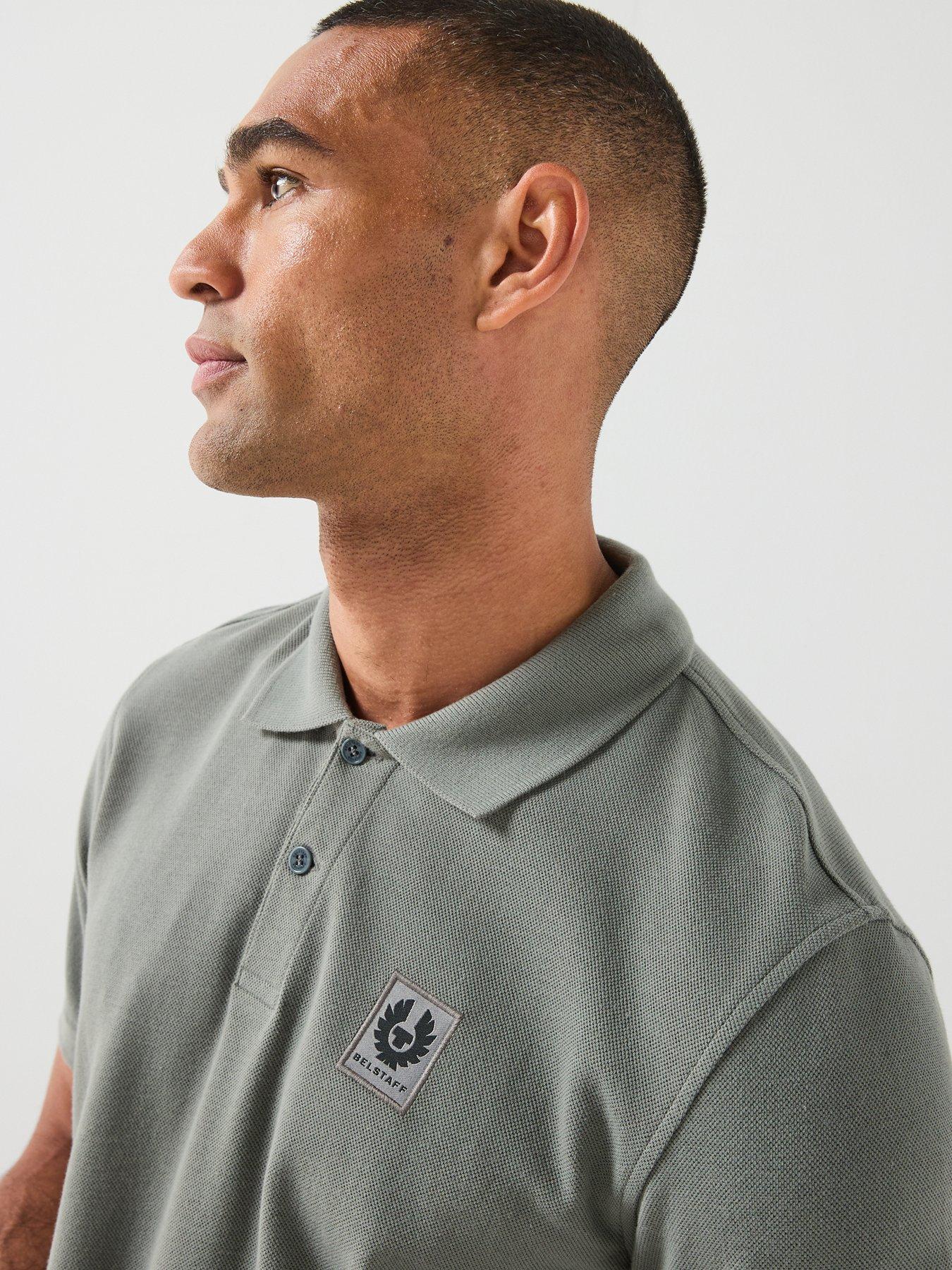 Image 5 of 6 of Belstaff Logo Patch Regular Fit Polo Shirt - Grey