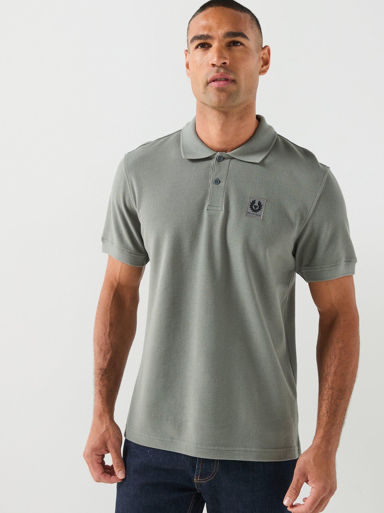 Image 6 of 6 of Belstaff Logo Patch Regular Fit Polo Shirt - Grey