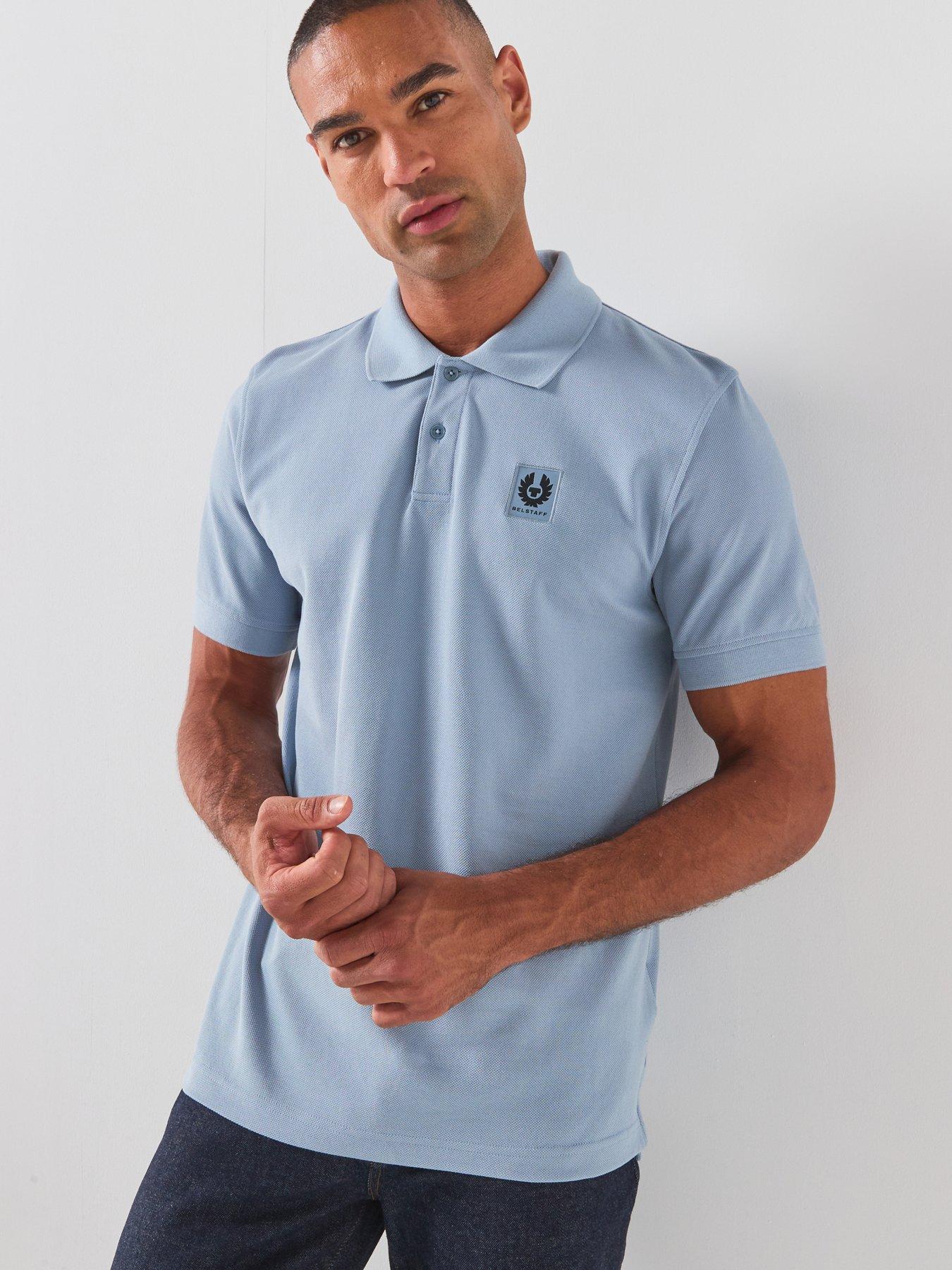 Belstaff Left Chest Patch Logo Regular Fit Polo Shirt - Light Blue