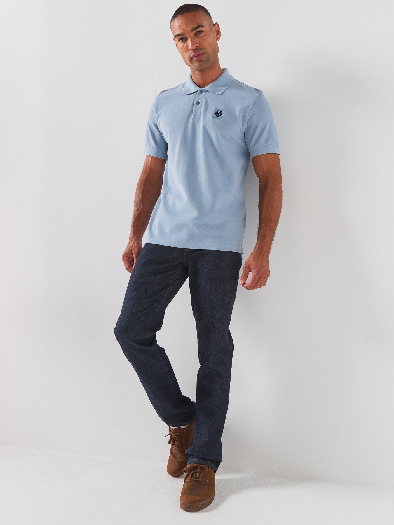 Image 3 of 5 of Belstaff Logo Patch Regular Fit Polo Shirt - Light Blue