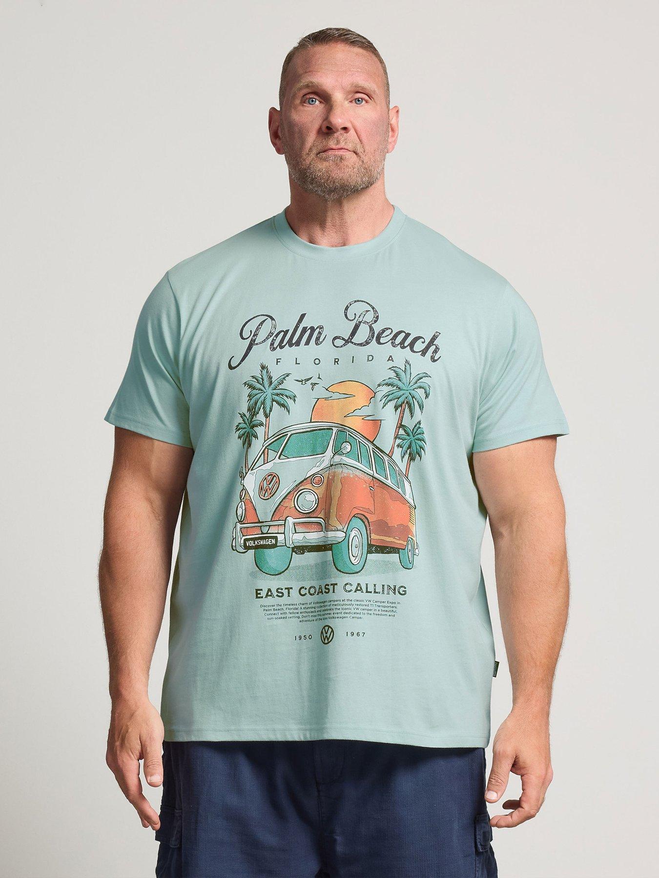BadRhino Palm Beach Vw T-Shirt, Blue, Size 5-6Xl, Men