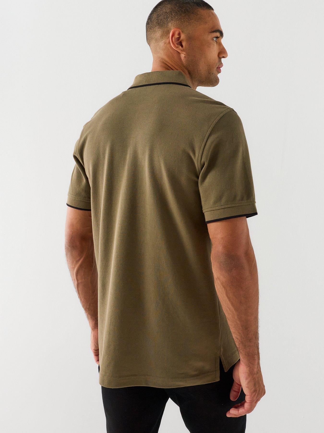 Image 2 of 4 of Belstaff Left Chest Patch Logo Regular Fit Tipped Polo Shirt - Khaki